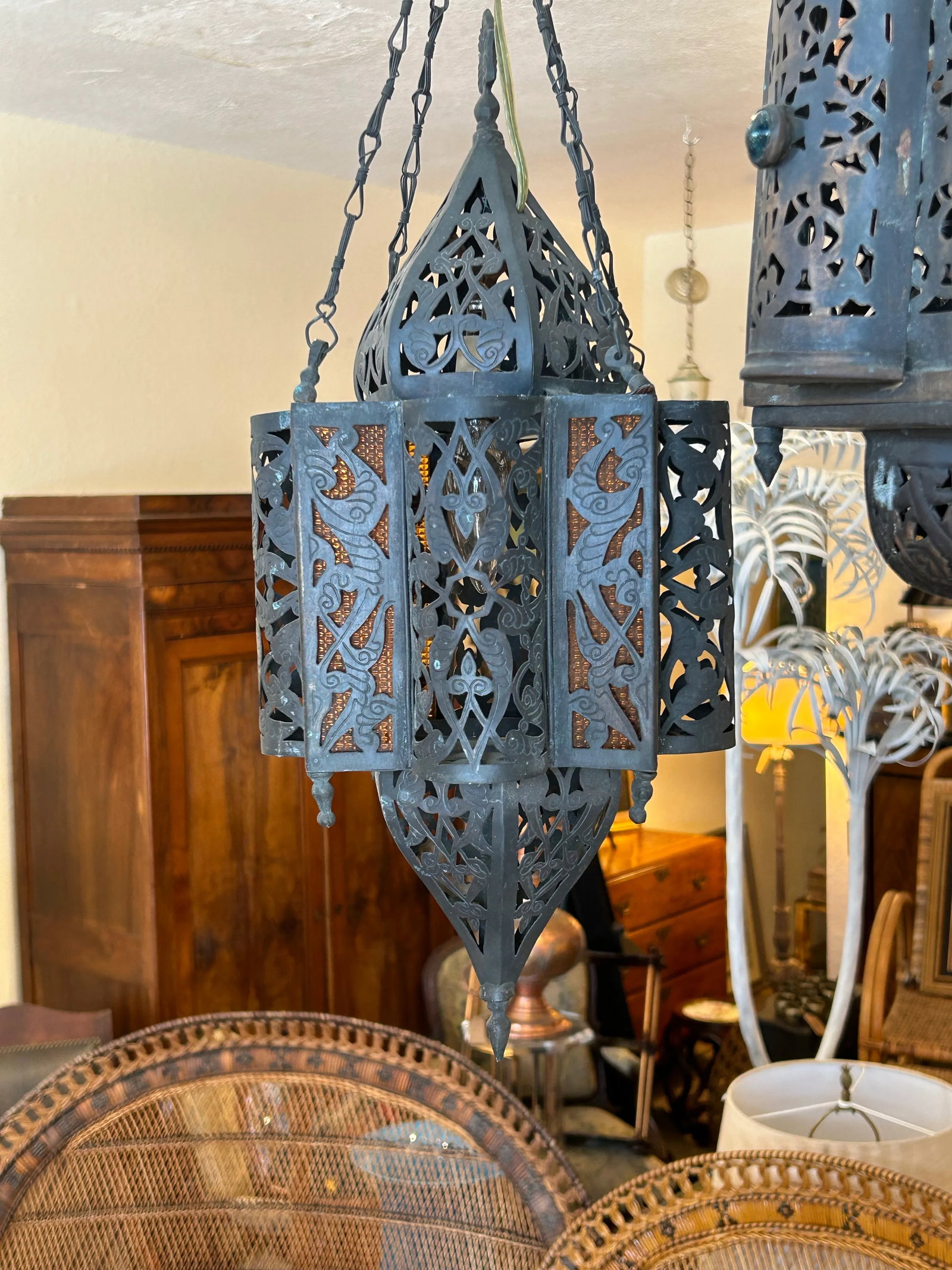Pair of Antique 1920s Moroccan Copper Pendants - 2
