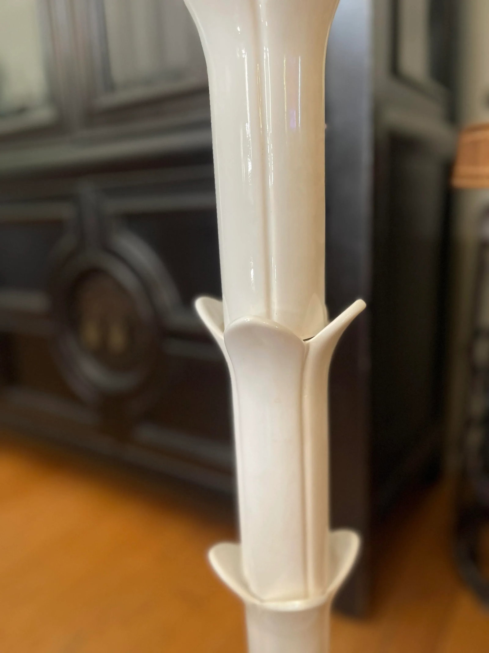 1960s White Glossy Lotus Floor Lamp Attributed to Serge Roche - 6
