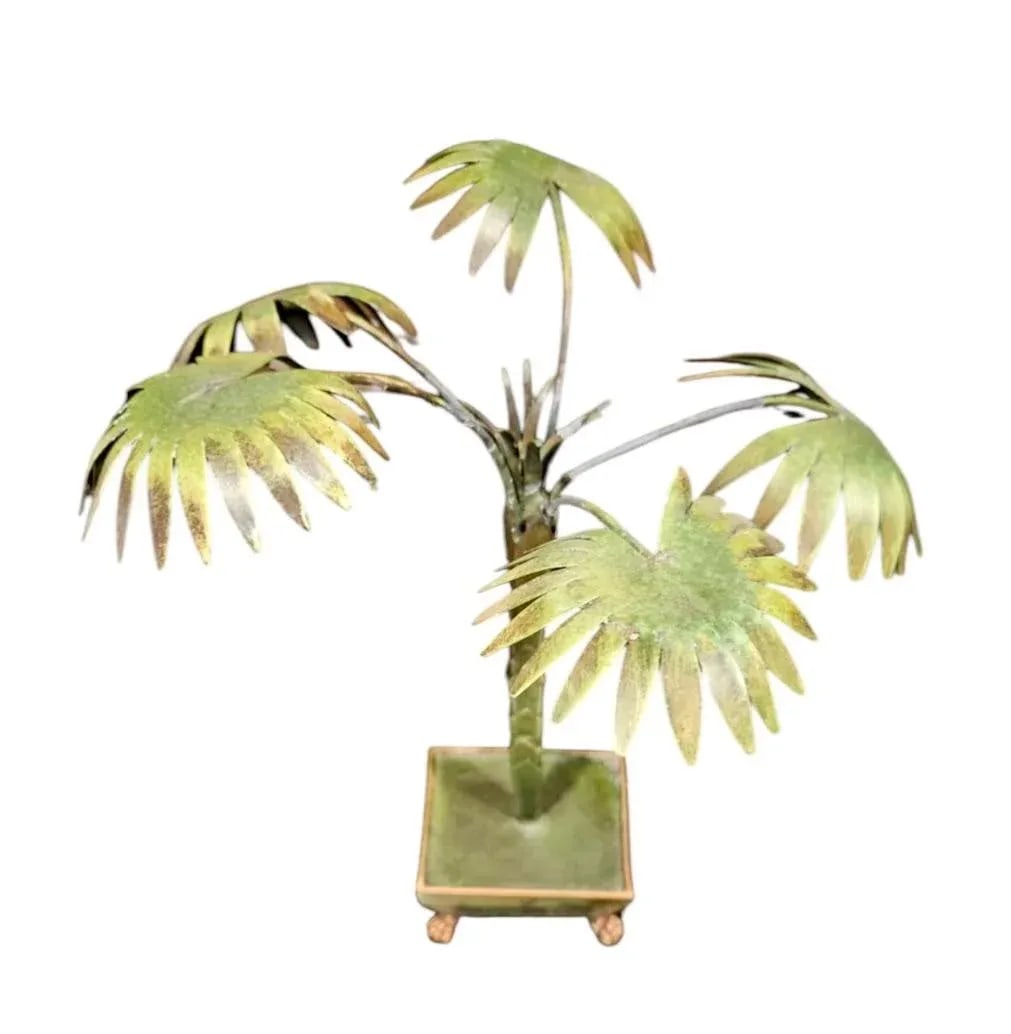 Vintage Italian Tole Peinte Potted Palm in Paw Footed Chinoiserie Jardinere/ Cache Pot - 2