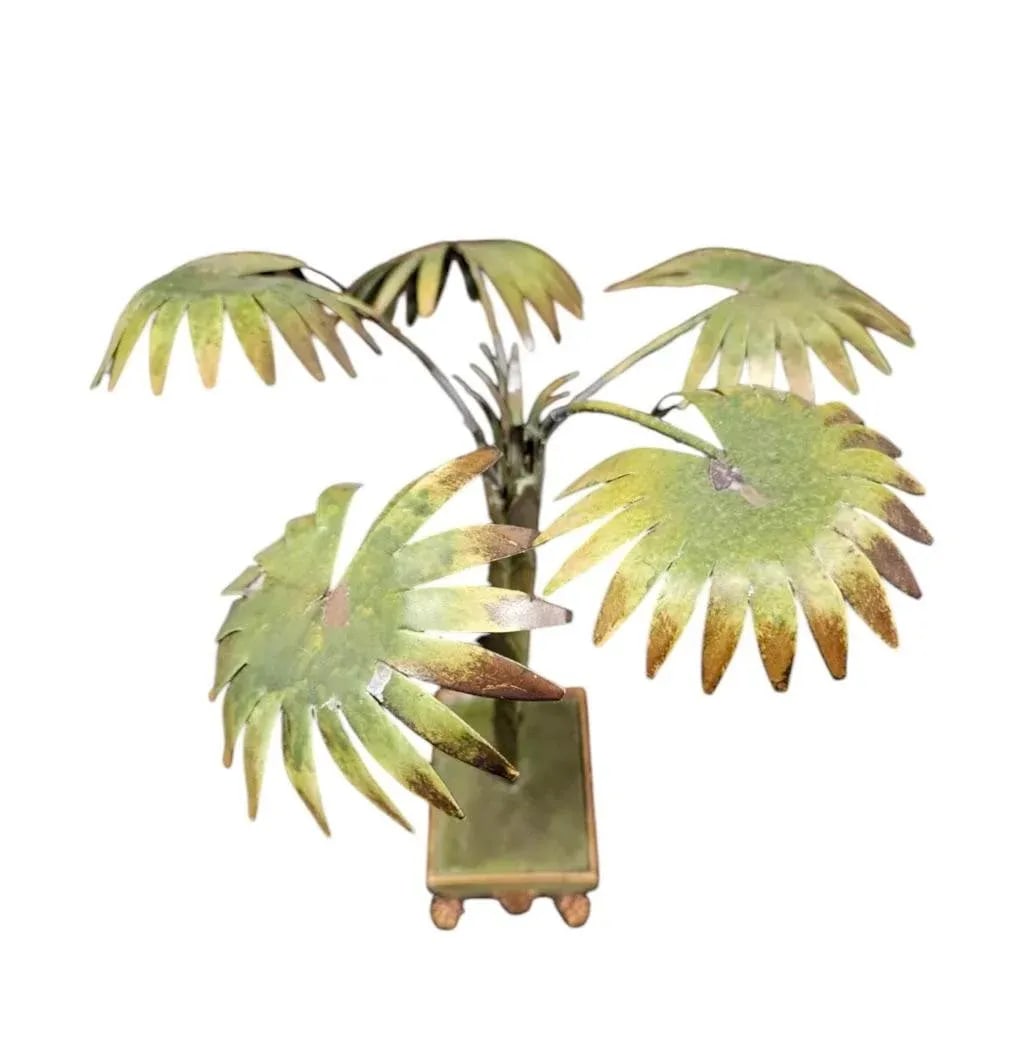 Vintage Italian Tole Peinte Potted Palm in Paw Footed Chinoiserie Jardinere/ Cache Pot - 5