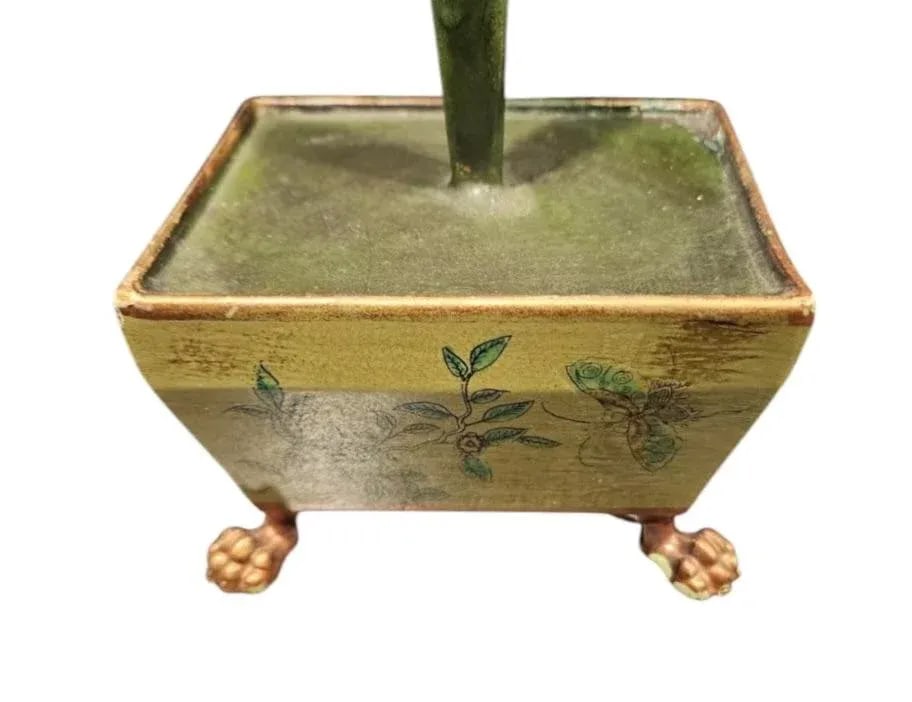 Vintage Italian Tole Peinte Potted Palm in Paw Footed Chinoiserie Jardinere/ Cache Pot - 8