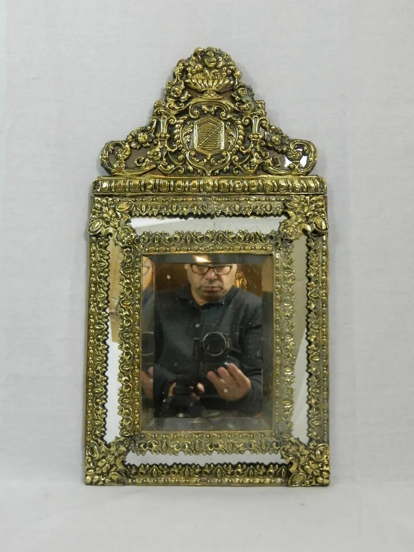 19th Century French Brass Small Pillow Mirror - 2