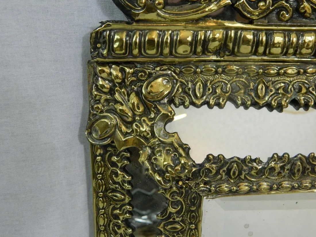 19th Century French Brass Small Pillow Mirror - 5