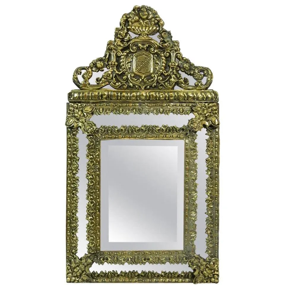 19th Century French Brass Small Pillow Mirror - 8