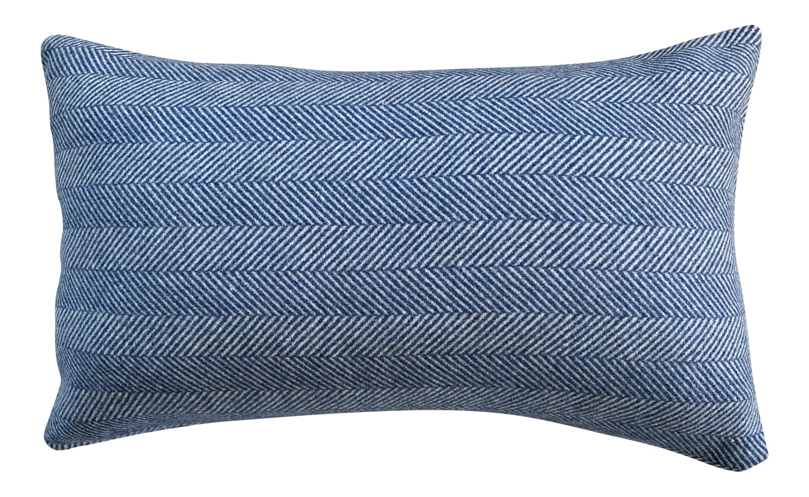 Contemporary FirmaMenta Navy Blue Herringbone Wool Lumbar Pillow: Inspired by the colors of Tuscany this line of pillows from FirmaMenta is super soft and made of an eco-friendly wool. Color create natural and relaxing interiors. This sustainable fabric is produced