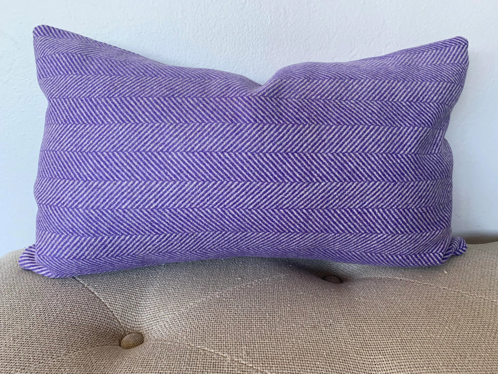 Contemporary FirmaMenta Bright Purple Herringbone Wool Lumbar Pillow - 3