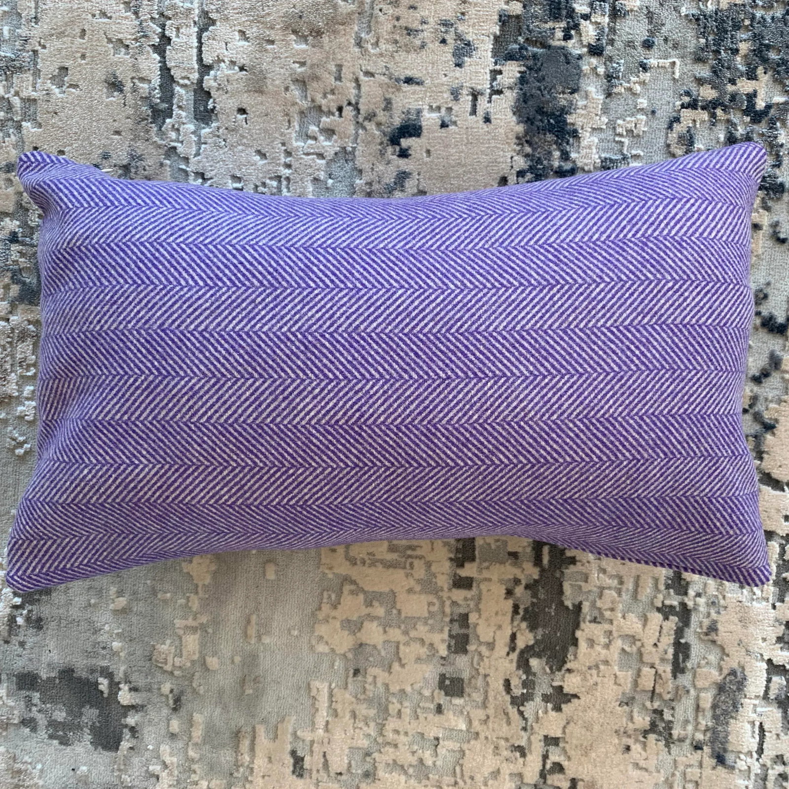 Contemporary FirmaMenta Bright Purple Herringbone Wool Lumbar Pillow - 4