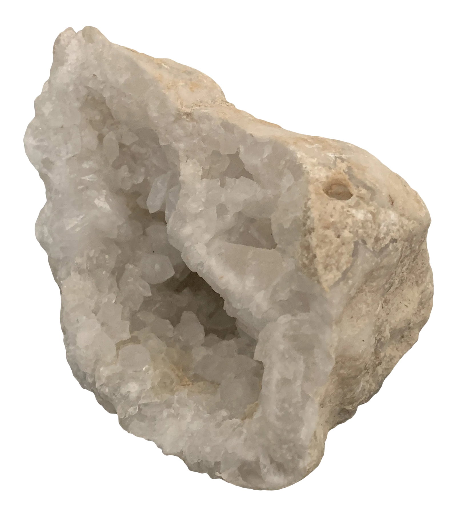 1970s Split Natural Geode Crystal Sculpture: For anyone who's ever wondered how to open a geode, here is a Natural Geode Crystal Sculpture. Geode Crystal Sculpture is the Perfect finishing touch for your interior design motif. Condition: