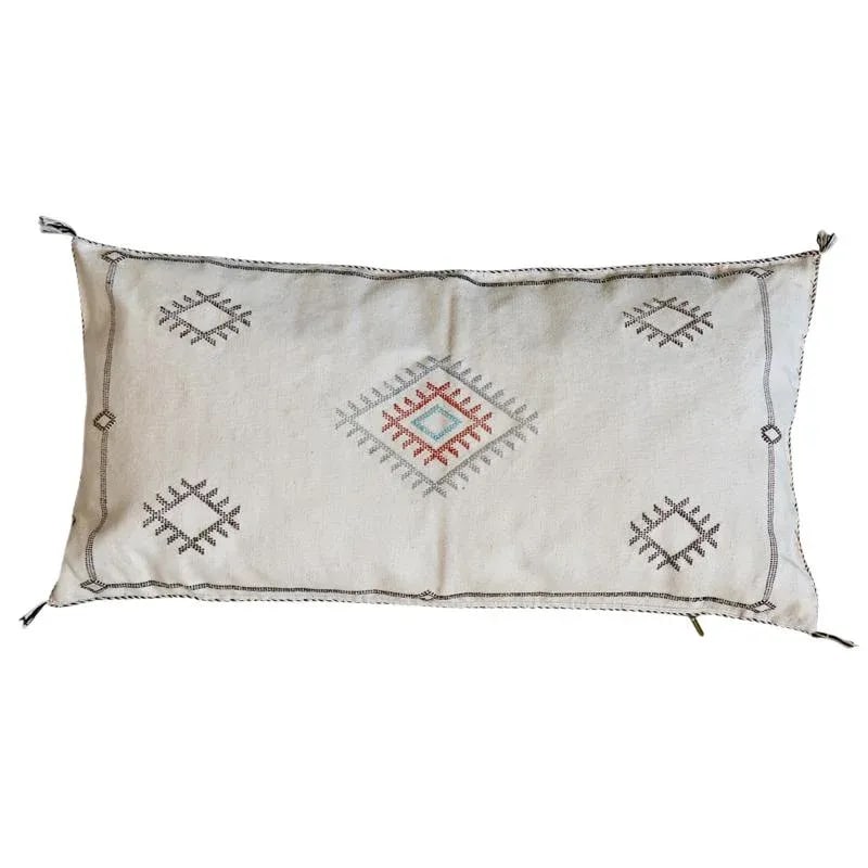 Moroccan Sabra Silk Pillow - White - 3
