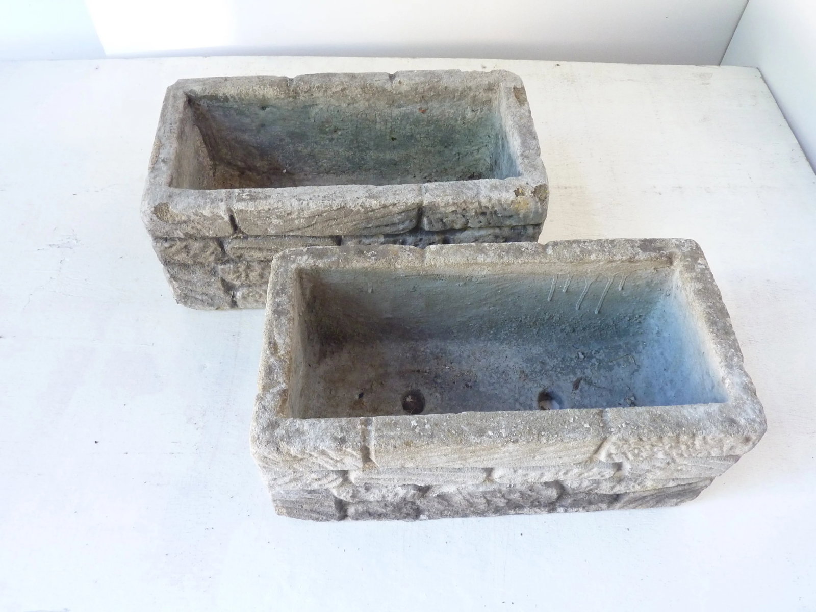 Vintage Concrete Planters - a Pair - 2