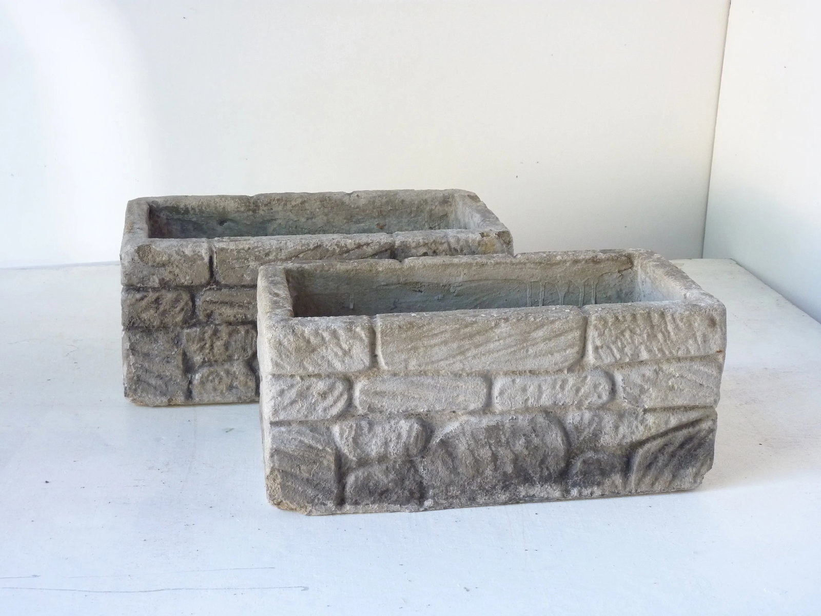 Vintage Concrete Planters - a Pair - 5