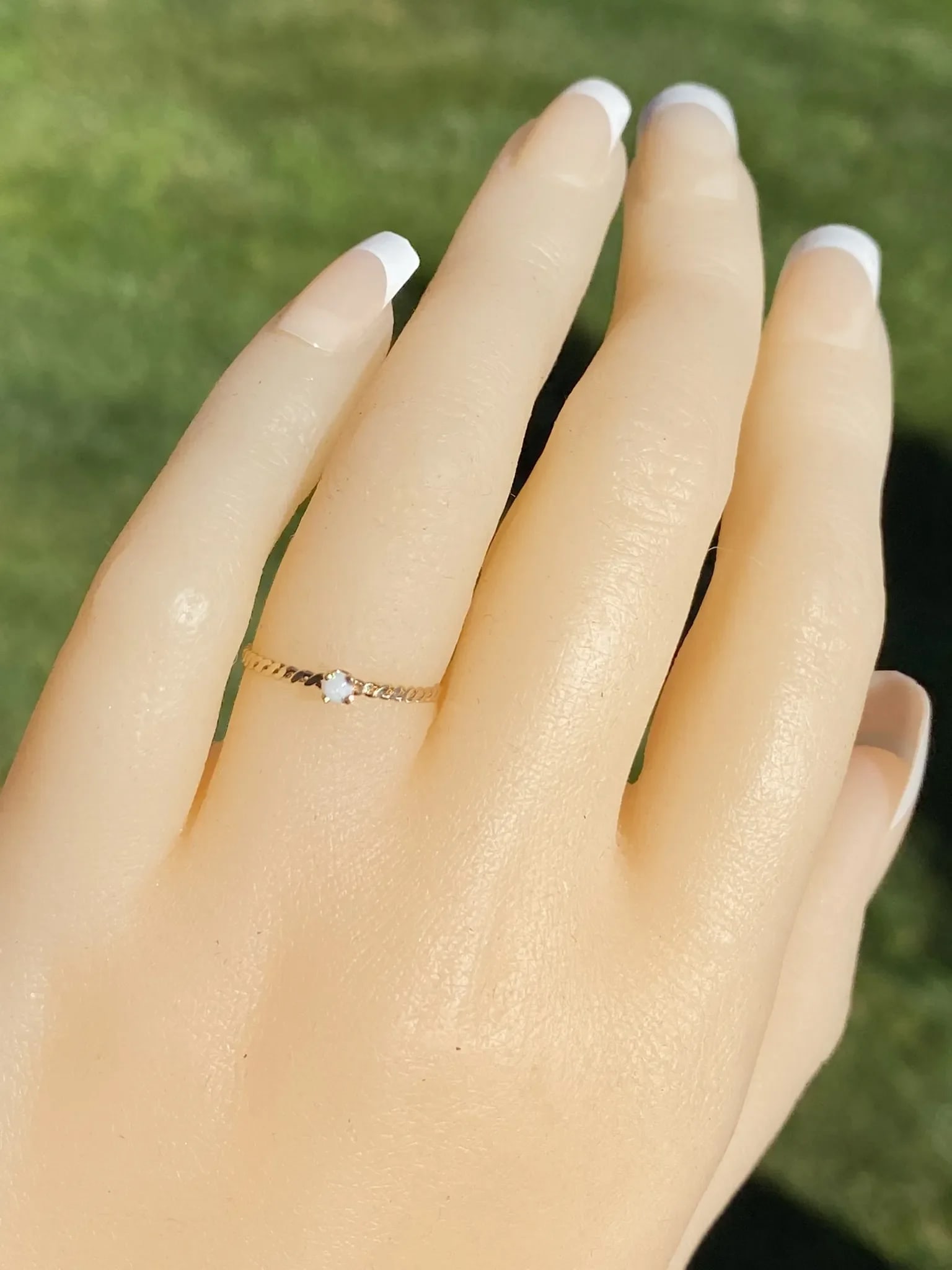 The Danlea Beach: Ladies 14K Yellow Gold Handmade Ring set with Australian Opal - 9