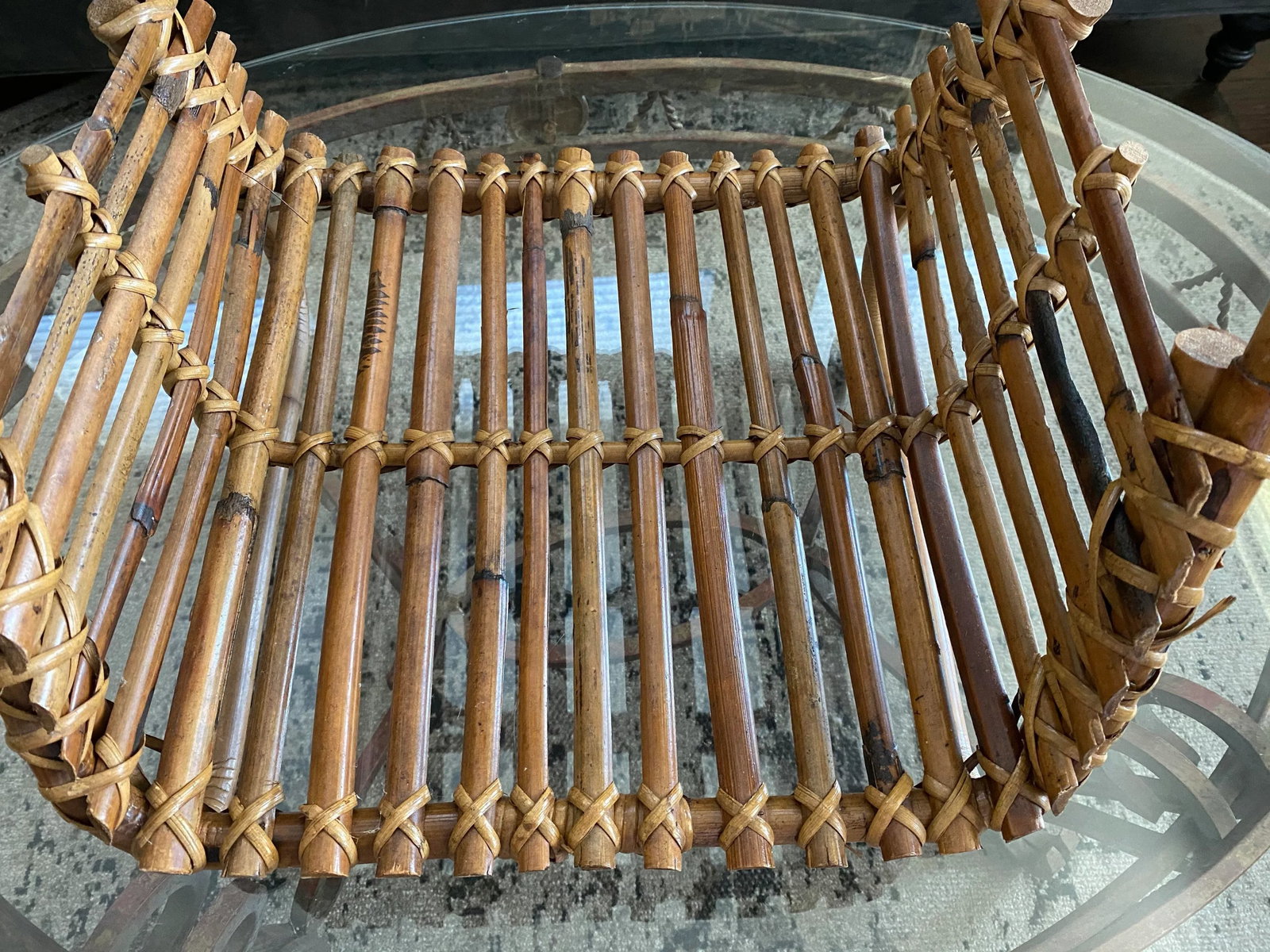 Vintage French Bamboo Magazine Holder - 2
