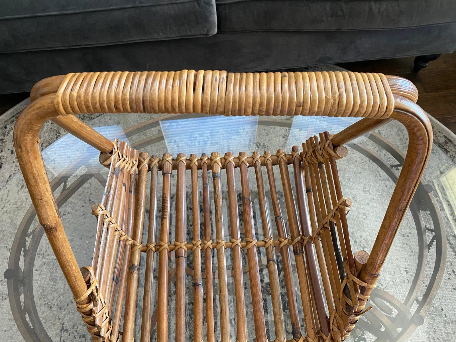 Vintage French Bamboo Magazine Holder - 3