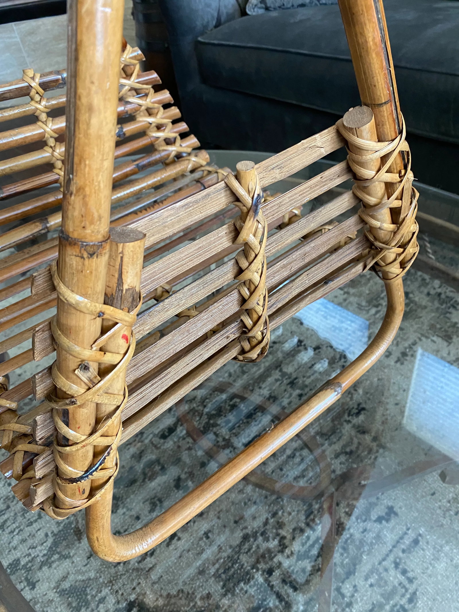 Vintage French Bamboo Magazine Holder - 5