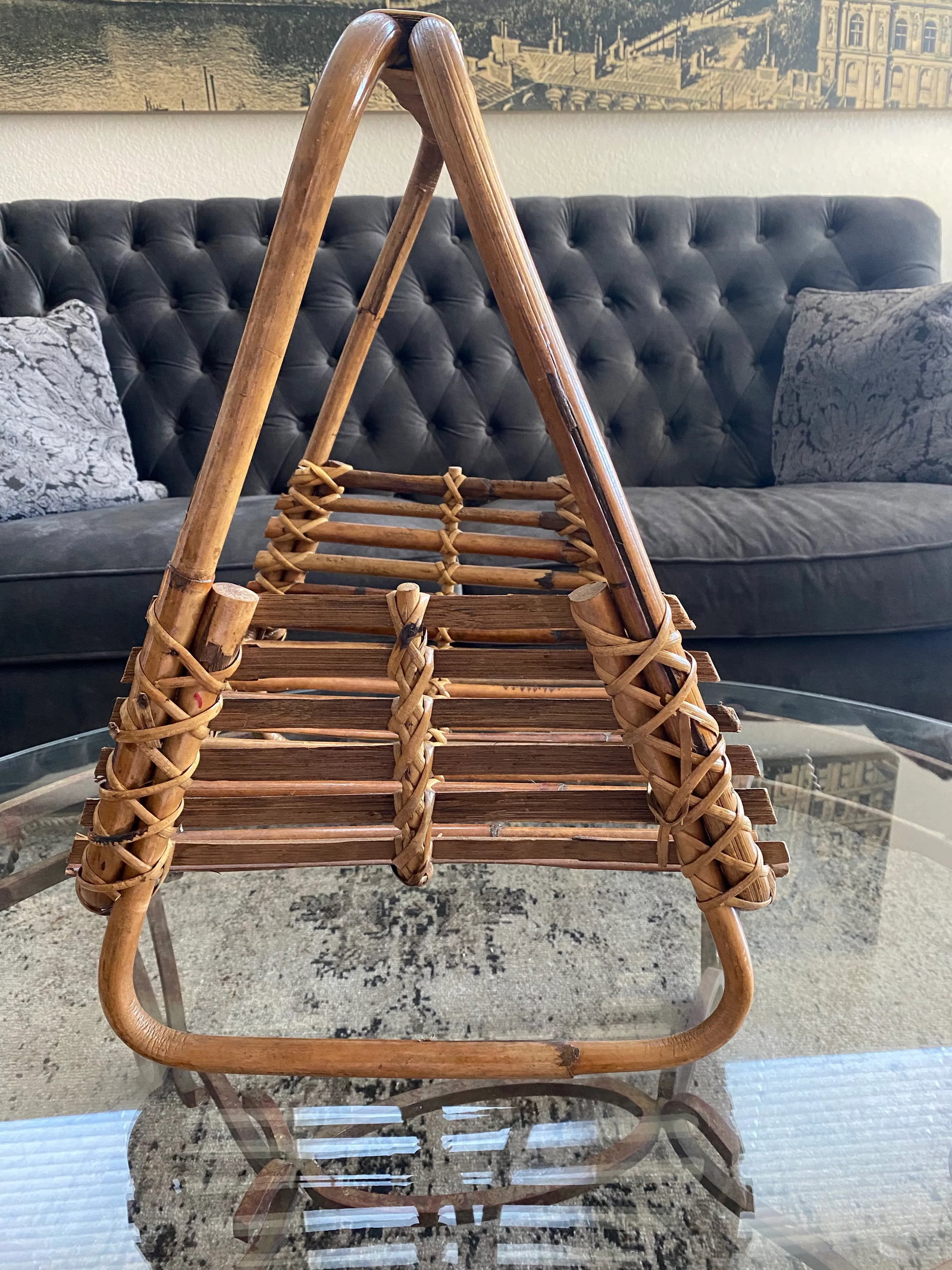 Vintage French Bamboo Magazine Holder - 7