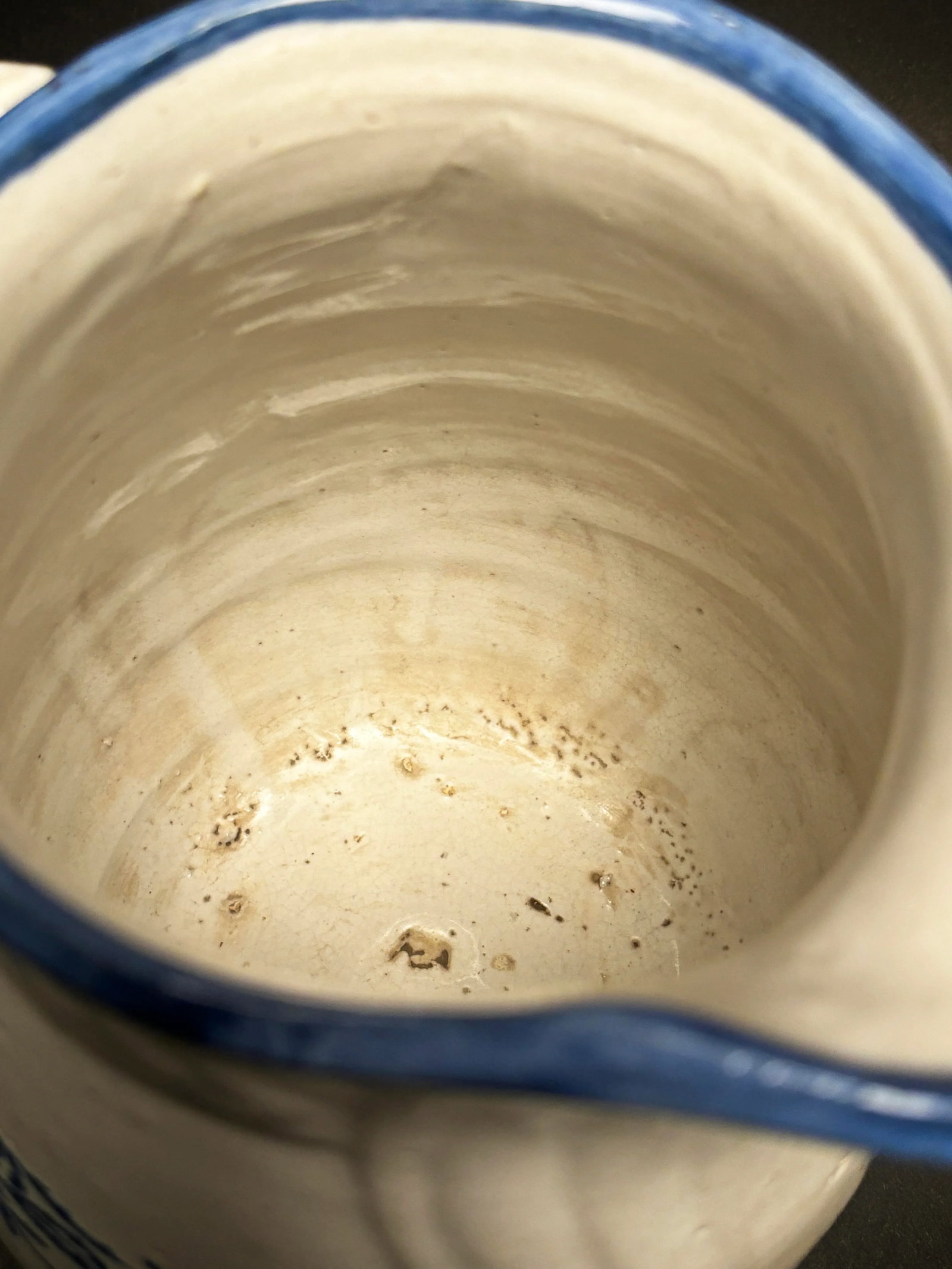 Early 1900s Blue and White Antique Salt Glaze Stoneware Milk Pitcher - 5