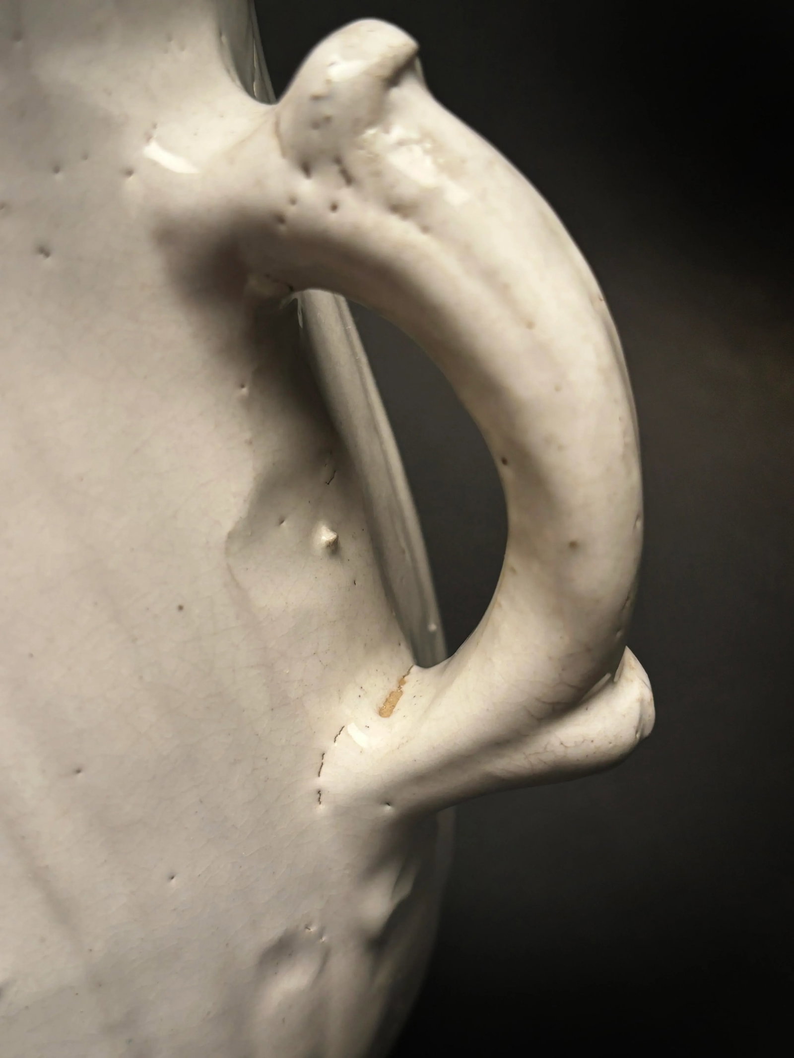 Early 1900s Blue and White Antique Salt Glaze Stoneware Milk Pitcher - 9