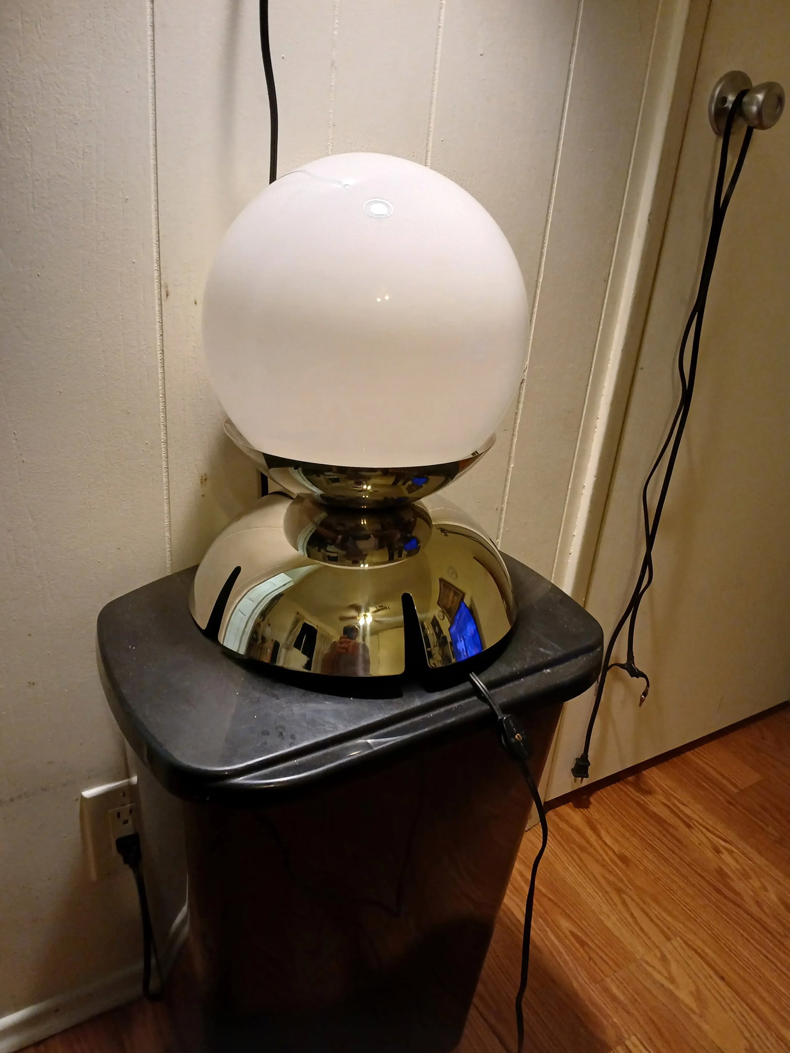 Custom Stainless Steel and Glass Table Lamp - 8