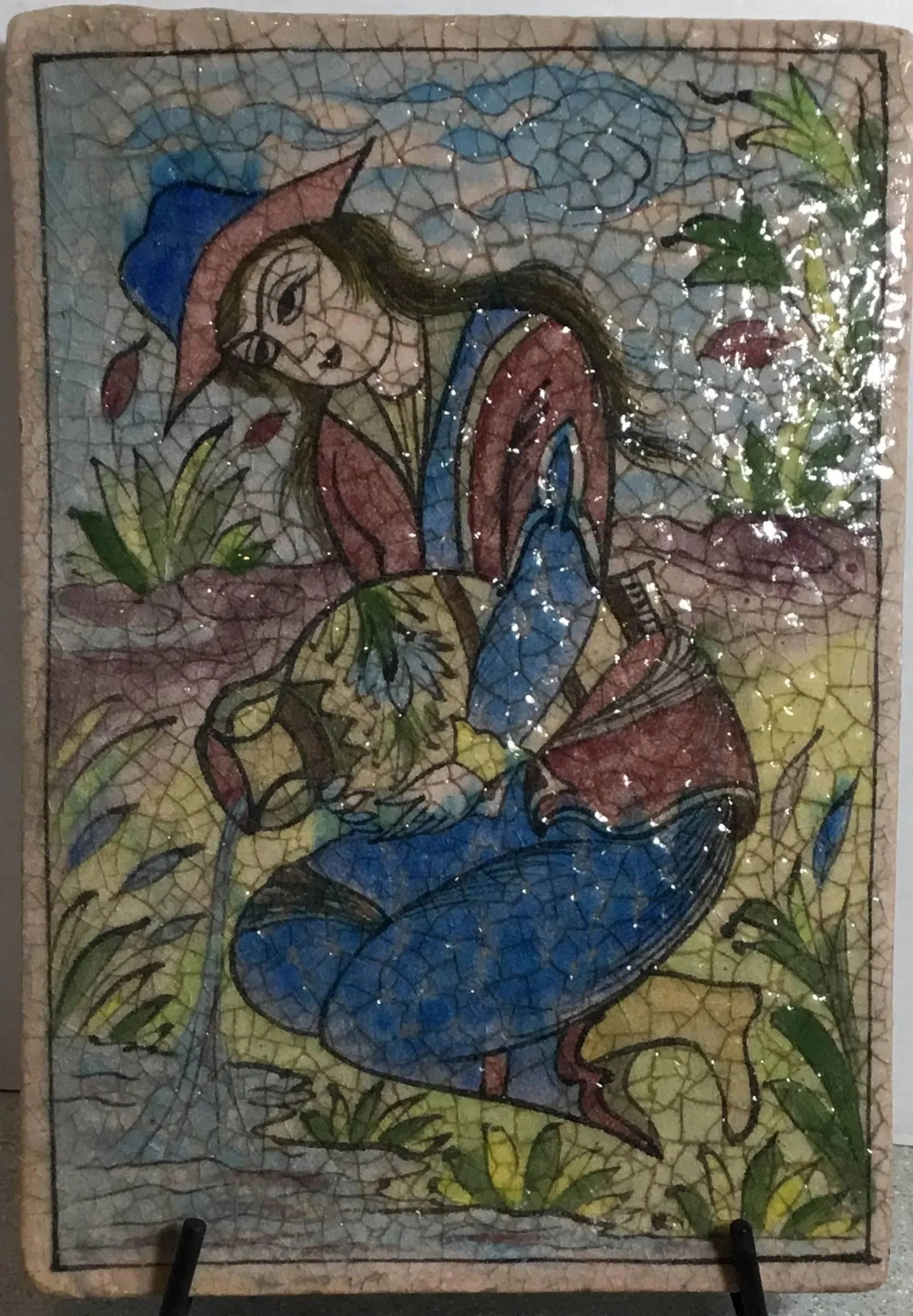 Vintage Persian Ceramic Tile - 2
