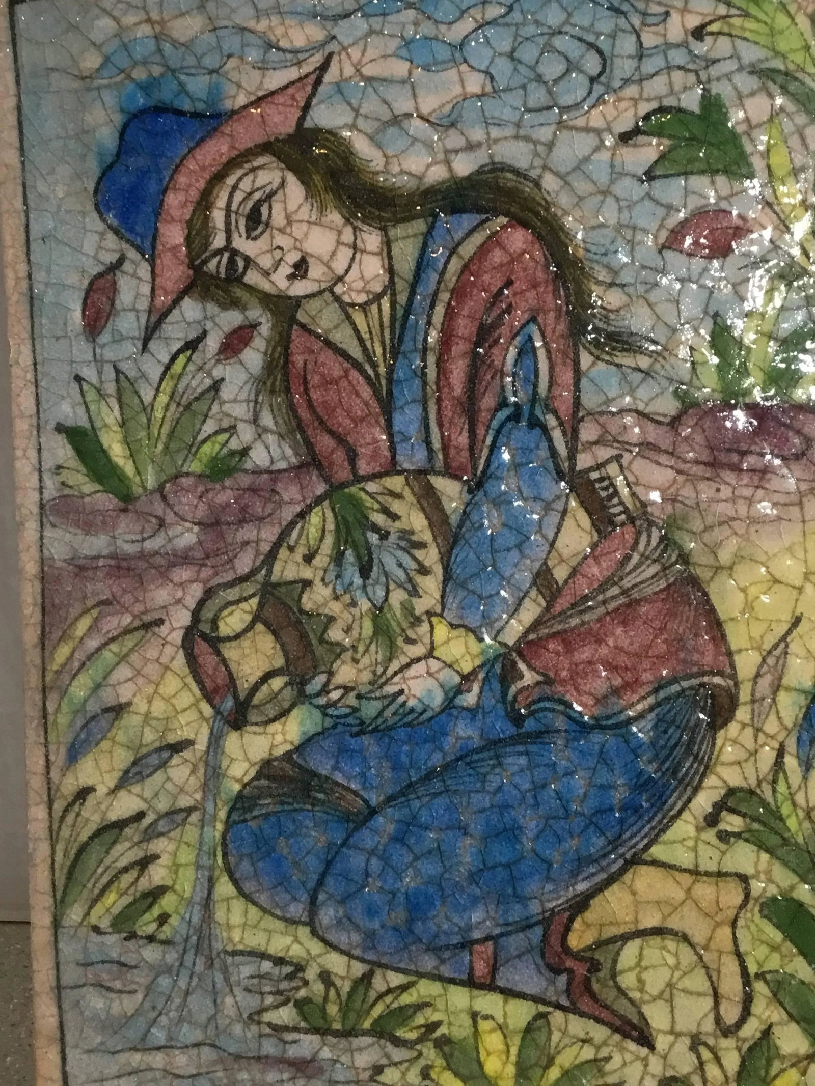 Vintage Persian Ceramic Tile - 4