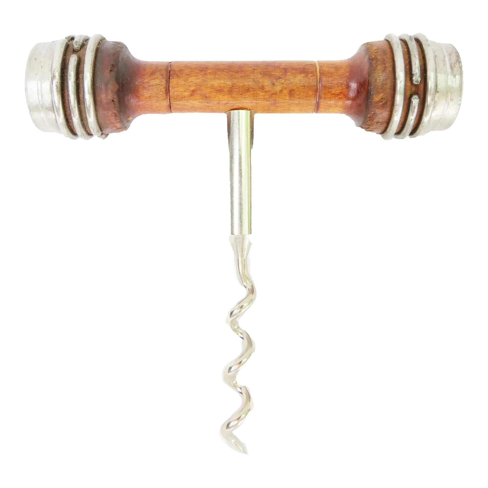 Antique Industrial Bobbin Corkscrew: Artisan created corkscrew fabricated from an antique industrial yarn bobbin. This piece has a wonderful sculptural quality and deep, rich genuine patina. A lovely addition to any bar collection.