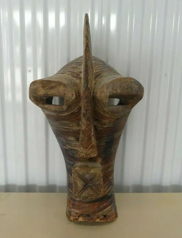 African Songye Mid Century Hand Carved Wooden Tribal Mask - 12