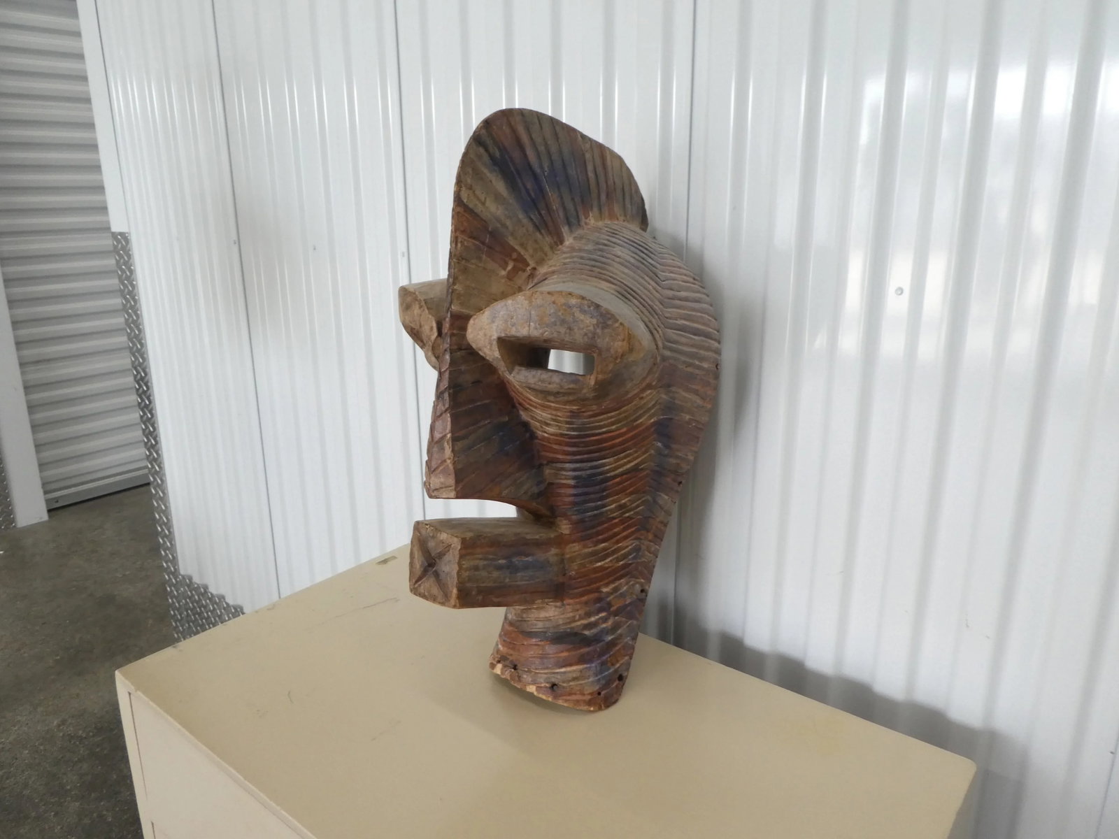 African Songye Mid Century Hand Carved Wooden Tribal Mask - 2