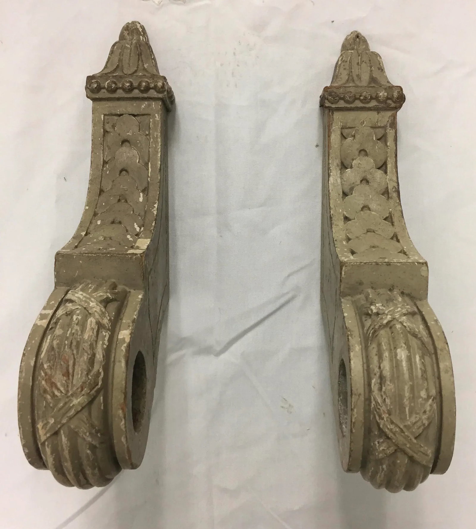 19th Century French Painted and Carved Brackets - a Pair - 2