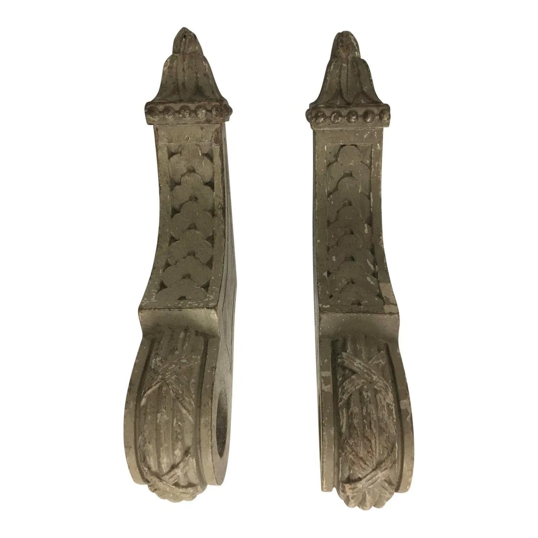 19th Century French Painted and Carved Brackets - a Pair - 3