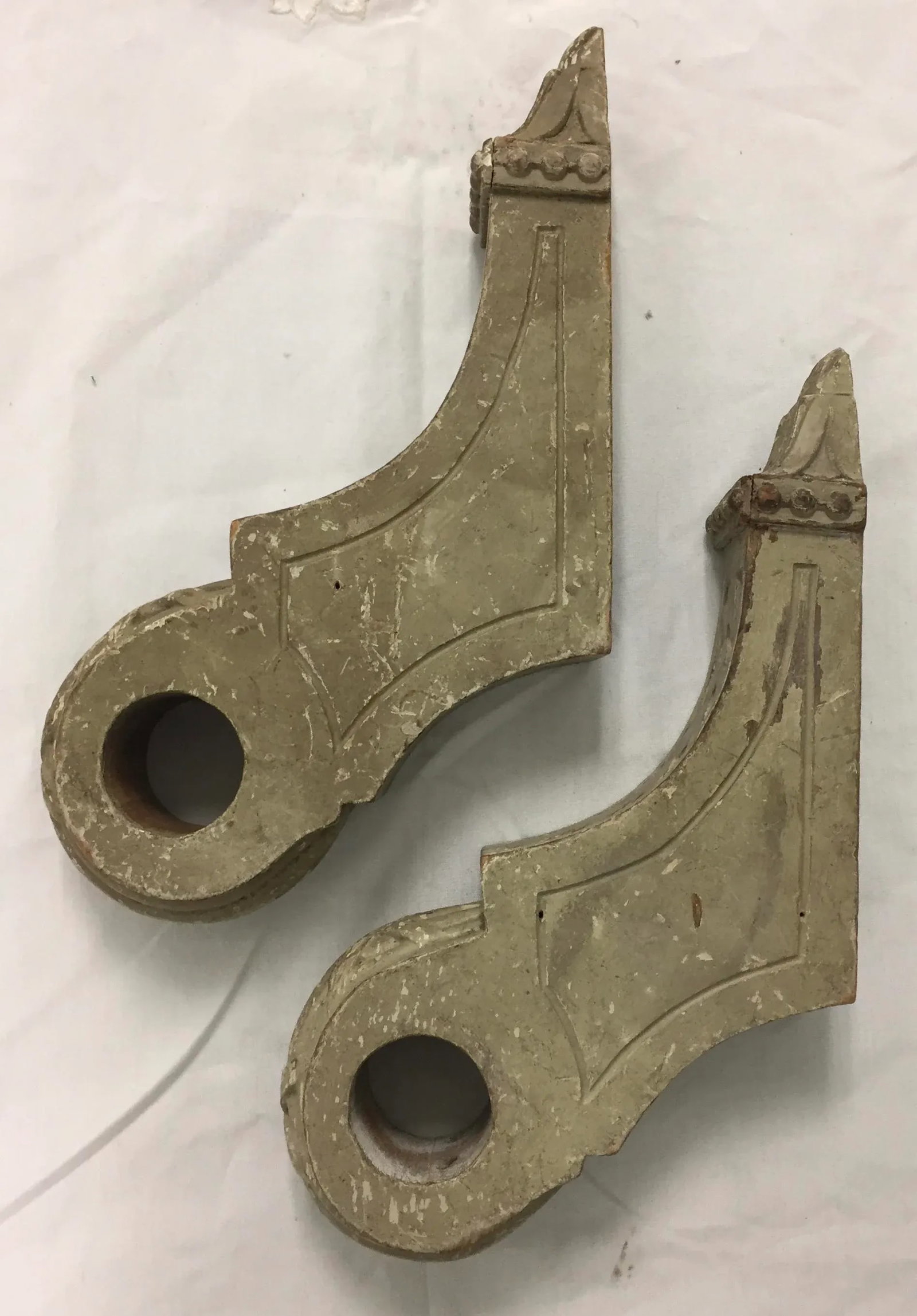 19th Century French Painted and Carved Brackets - a Pair - 4