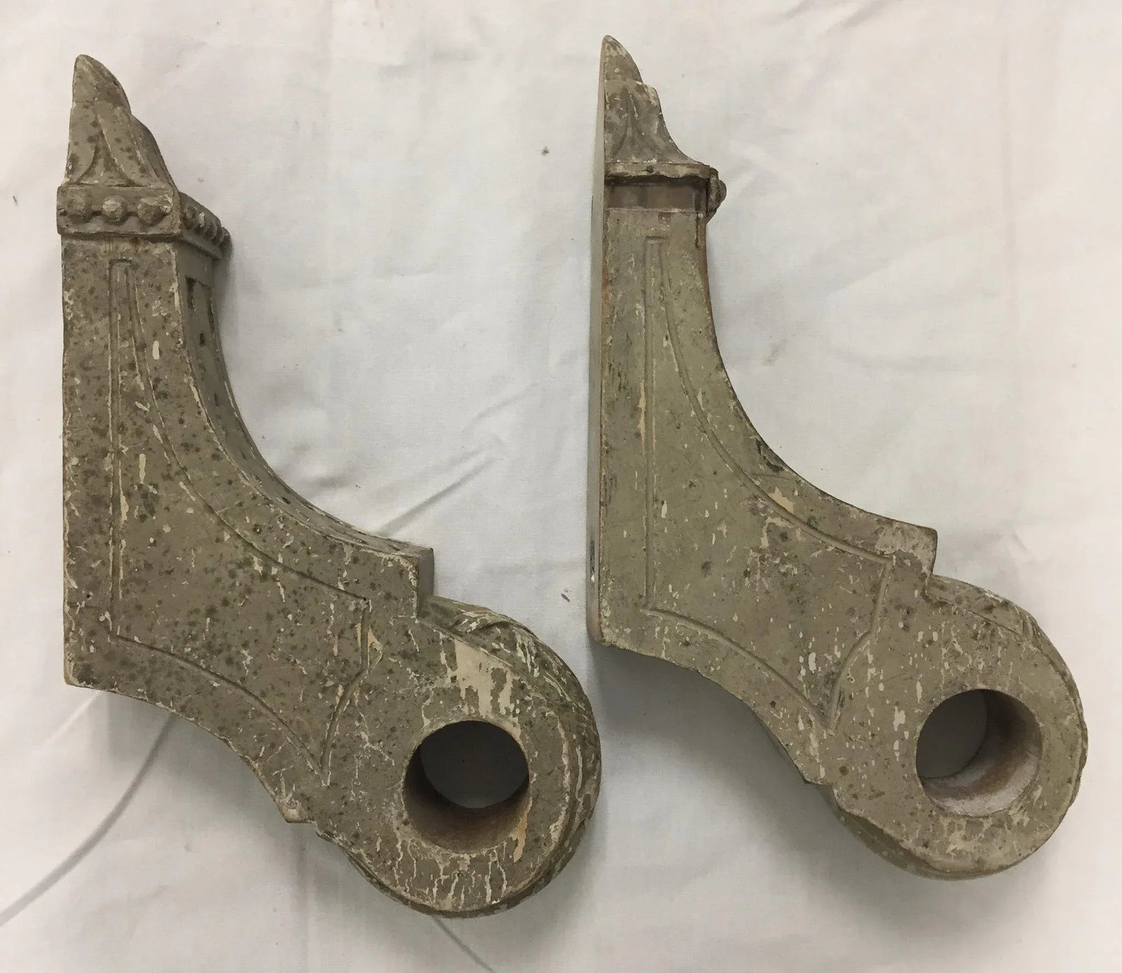 19th Century French Painted and Carved Brackets - a Pair - 5