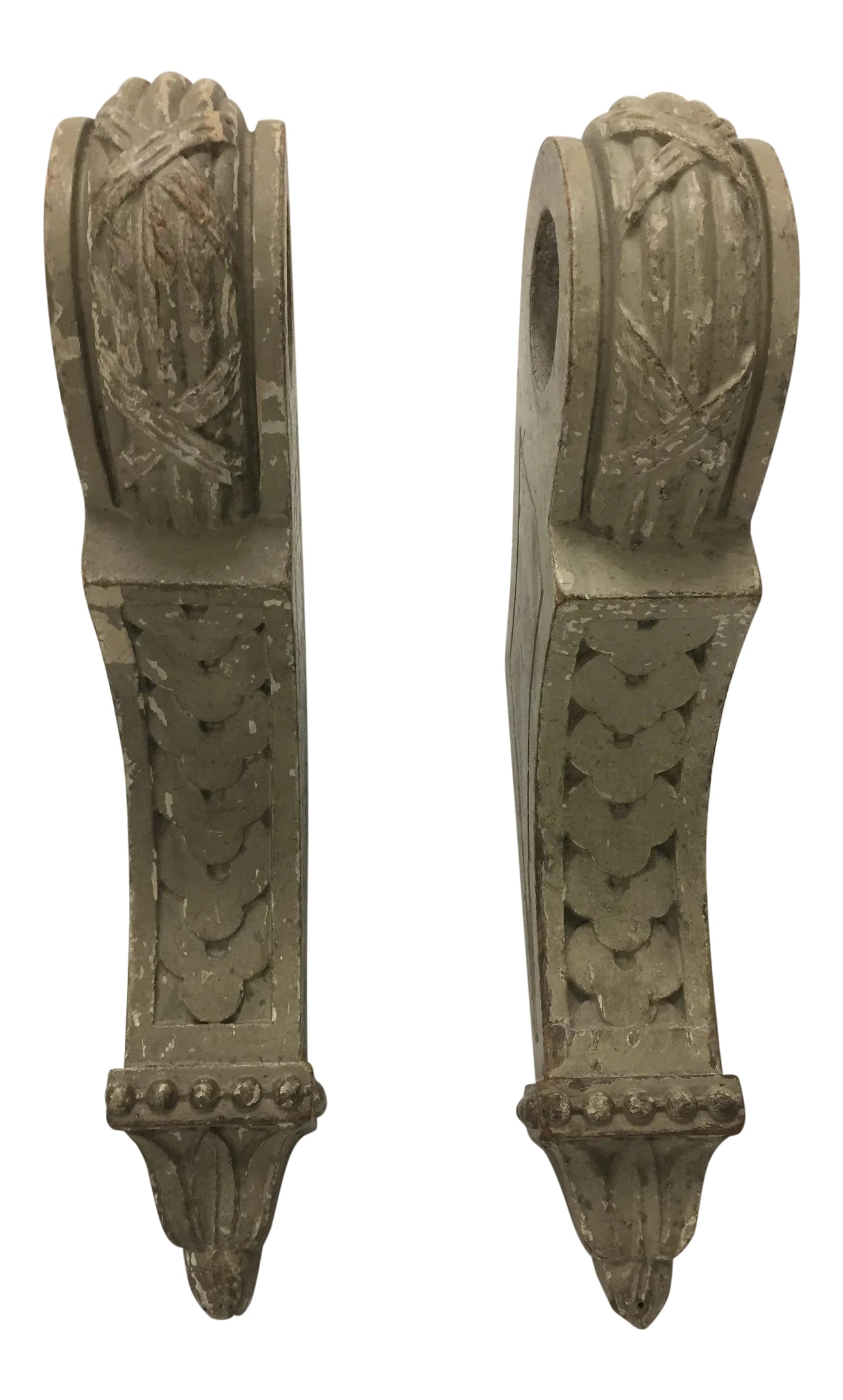 19th Century French Painted and Carved Brackets - a Pair - 7
