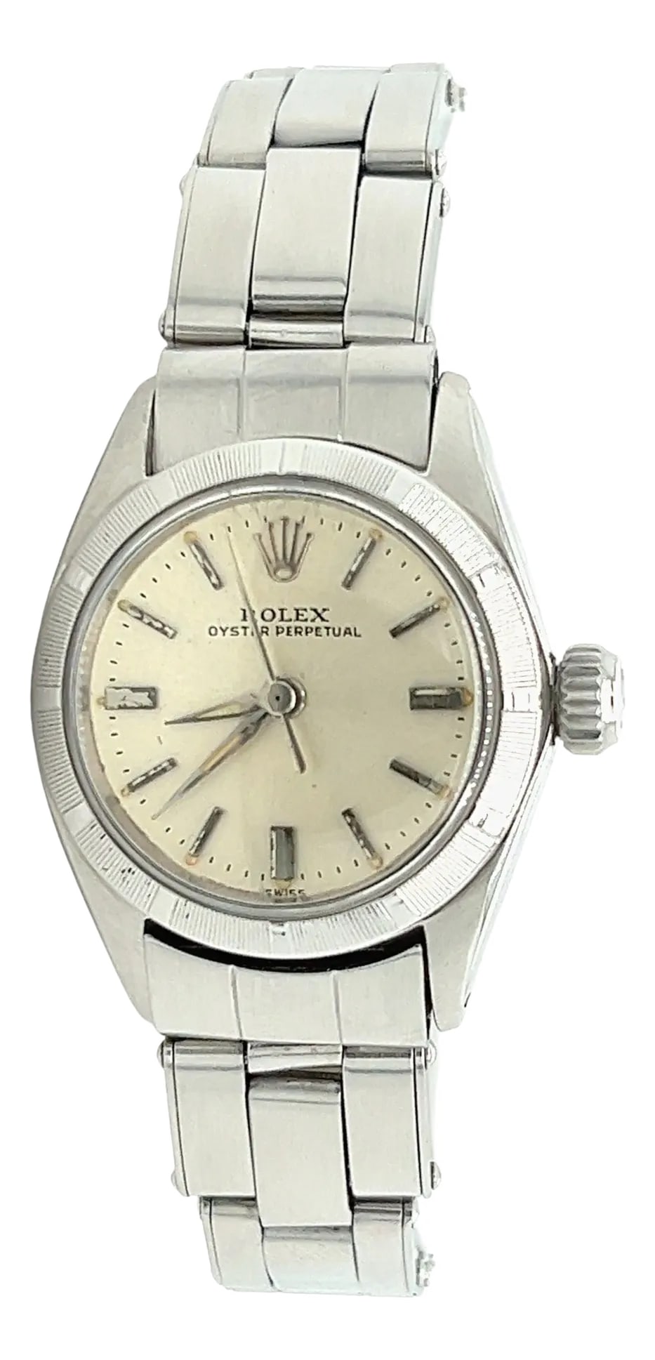 Vintage Rolex Oyster Perpetual 6623 Women's 25mm Dial Watch in Steel: Women's Rolex 6623 Oyster Perpetual vintage ladies wrist watch in stainless steel. Featuring a vintage oyster bracelet, fold over clasp (deployment release), screw-down crown, and 26 jewels. A sleek,