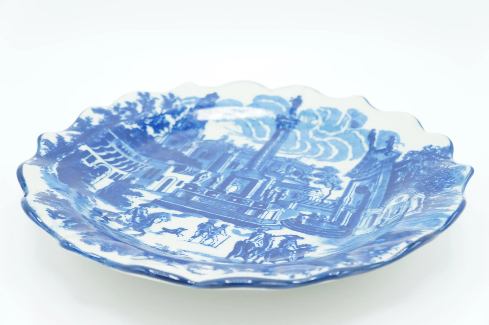 Late 19th Century Ironstone Blue and White Town Scene Plate - 2