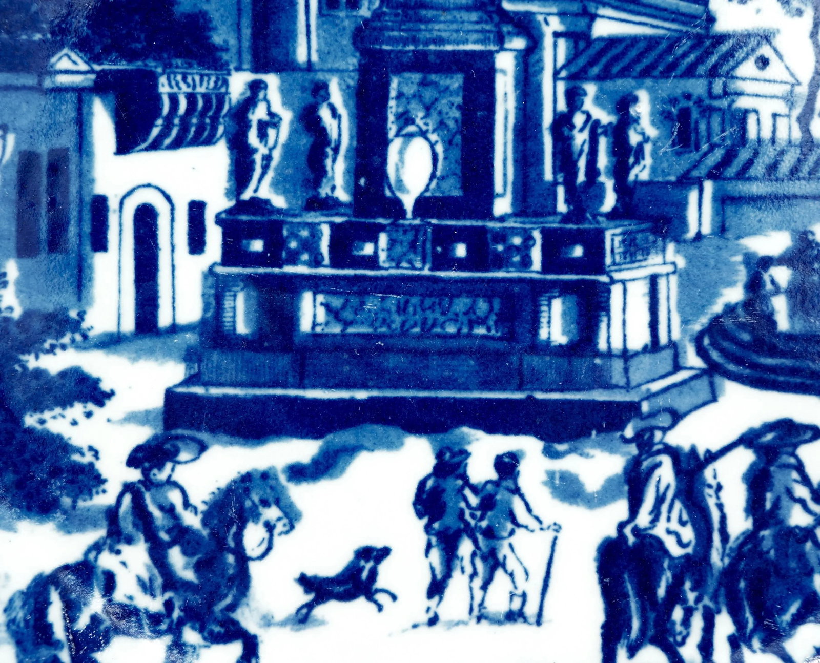 Late 19th Century Ironstone Blue and White Town Scene Plate - 5