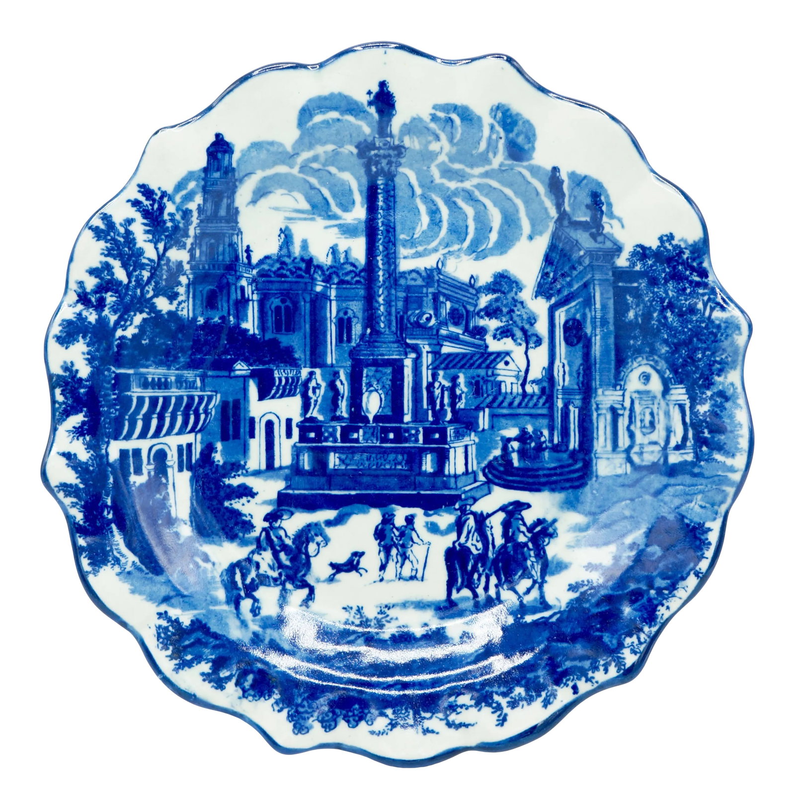 Late 19th Century Ironstone Blue and White Town Scene Plate - 9