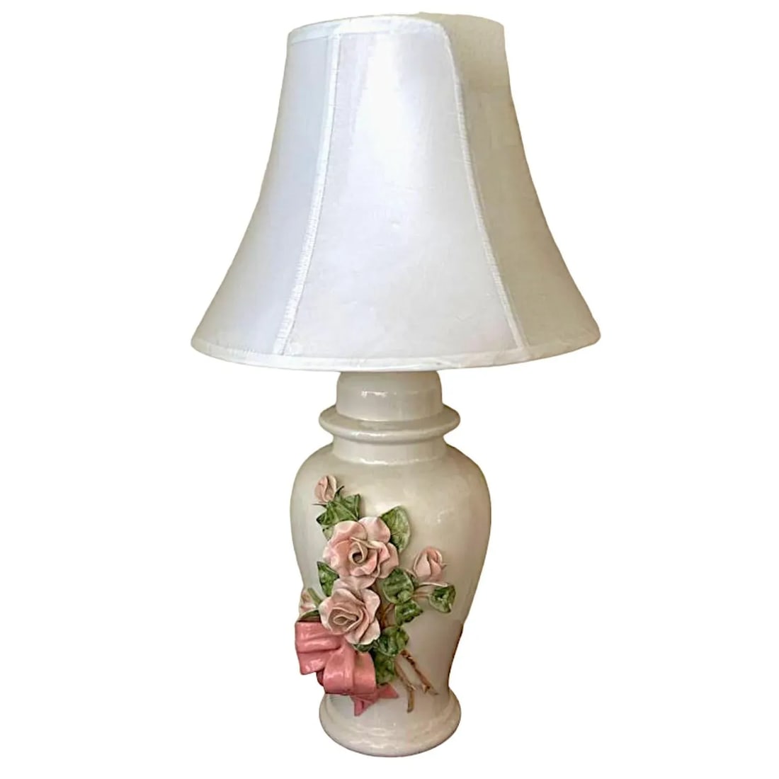 Capodimonte Rose Encrusted Ginger Jar Lamps - a Pair - 2