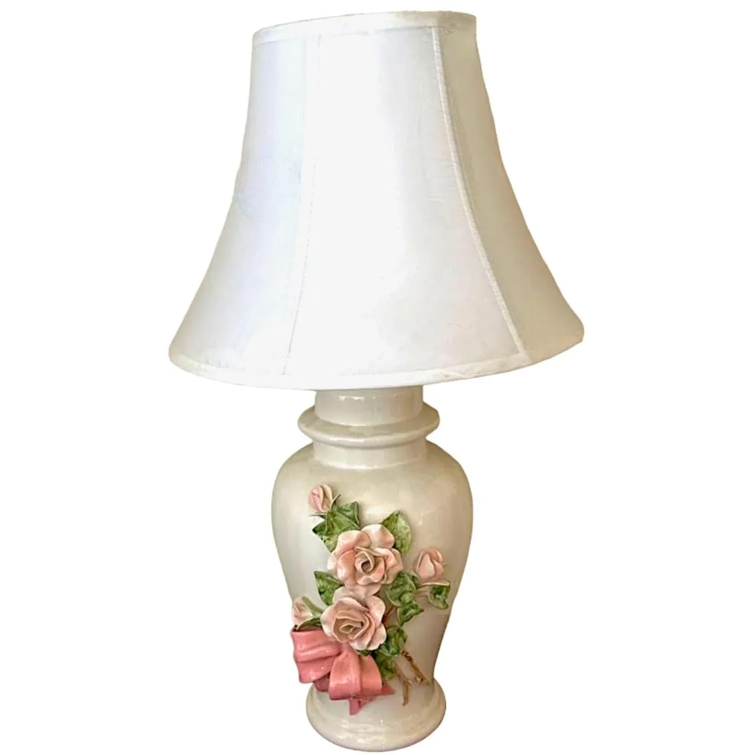 Capodimonte Rose Encrusted Ginger Jar Lamps - a Pair - 3