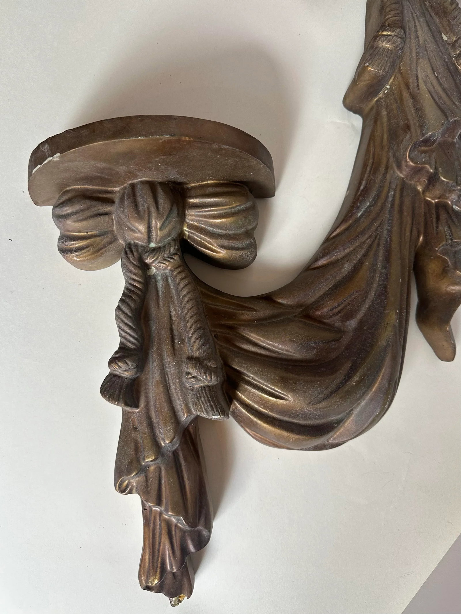 Vintage Dorothy Draper Style Tassel Ribbon Wall Sconce Shelf - 5