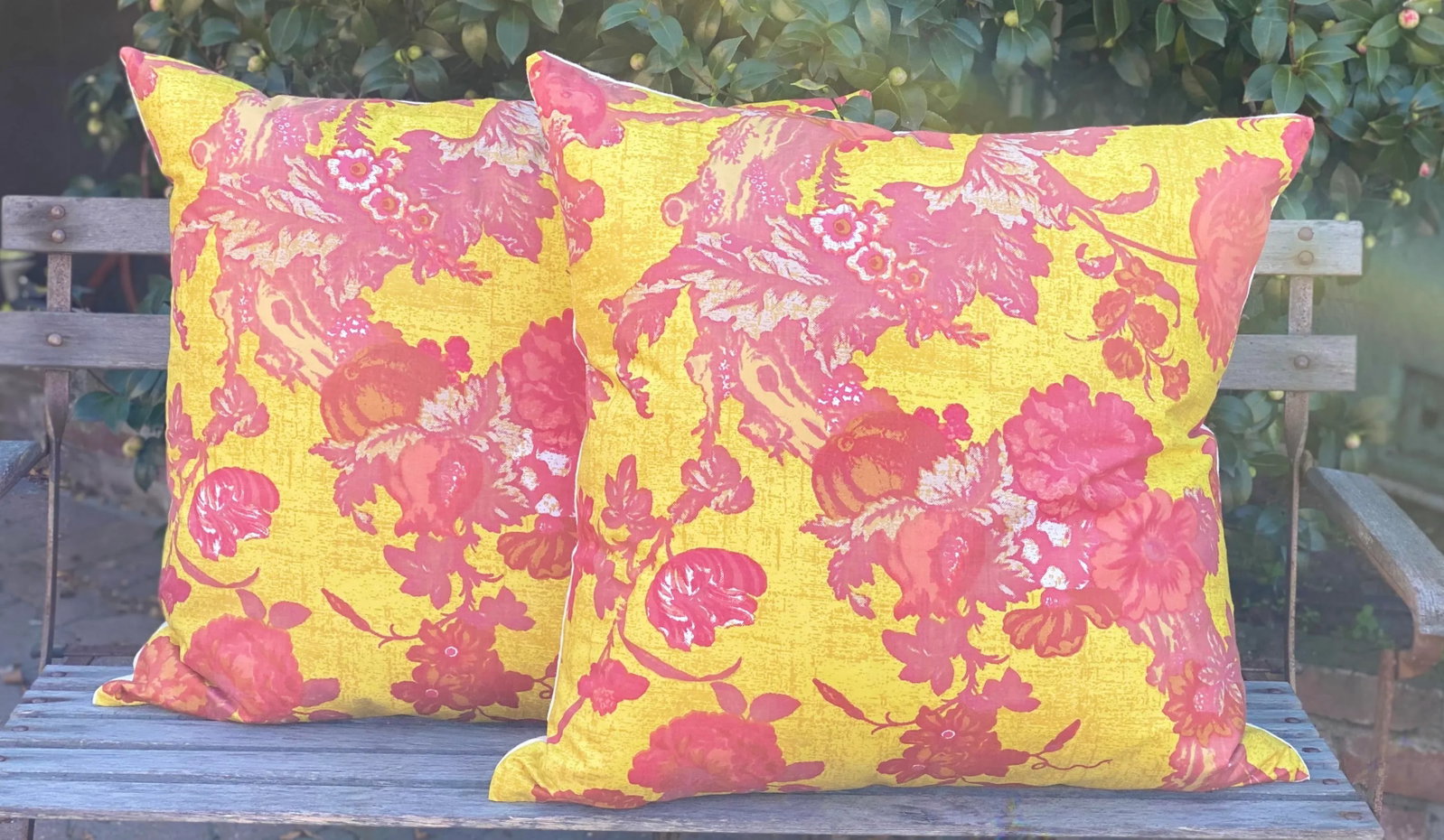 1970's Pop Art Classic Floral Pillows - a Pair - 7