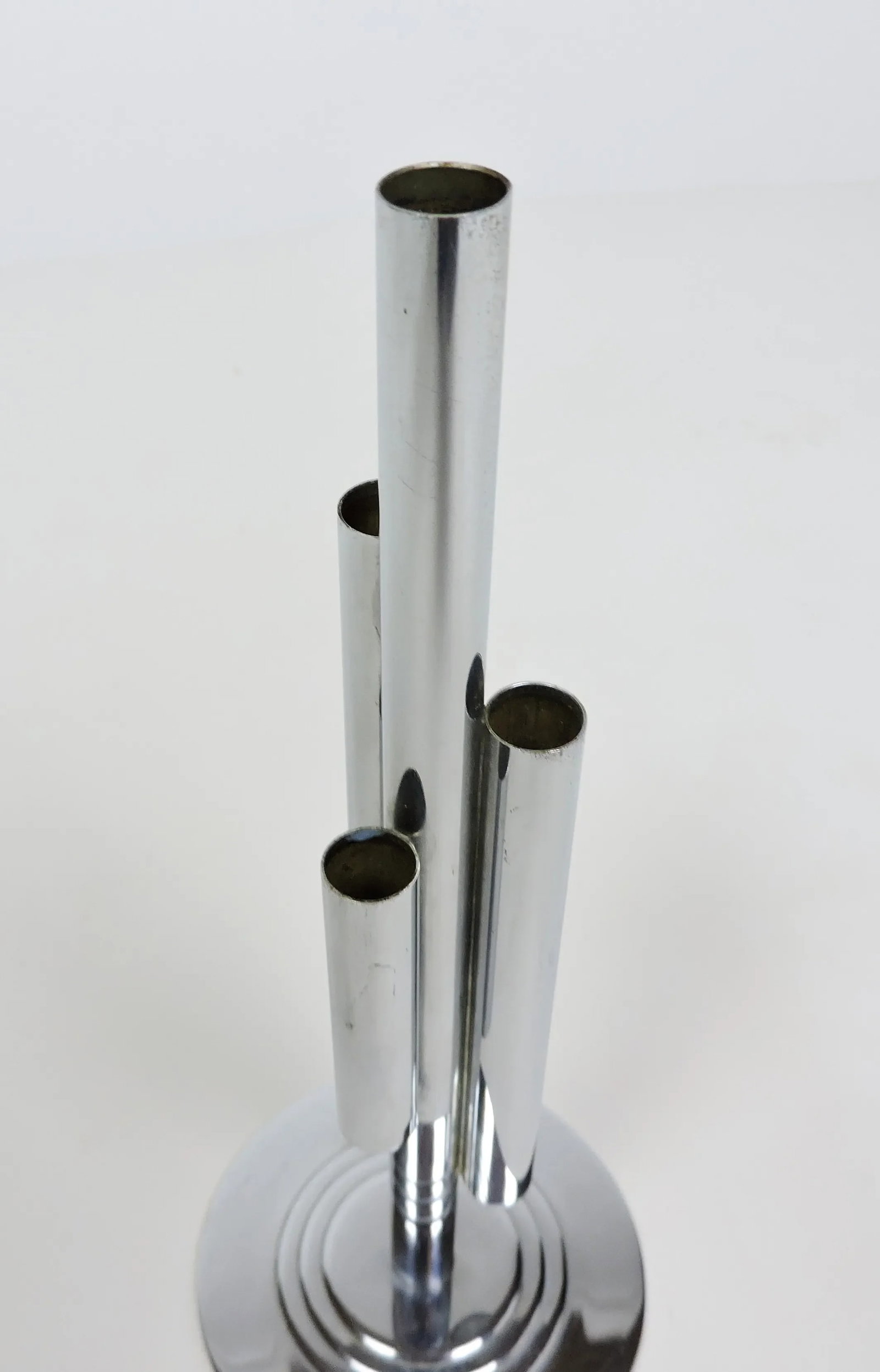 1930s Art Deco Chase Tubular Chrome Bud Vase by Ruth & William Gerth - 5