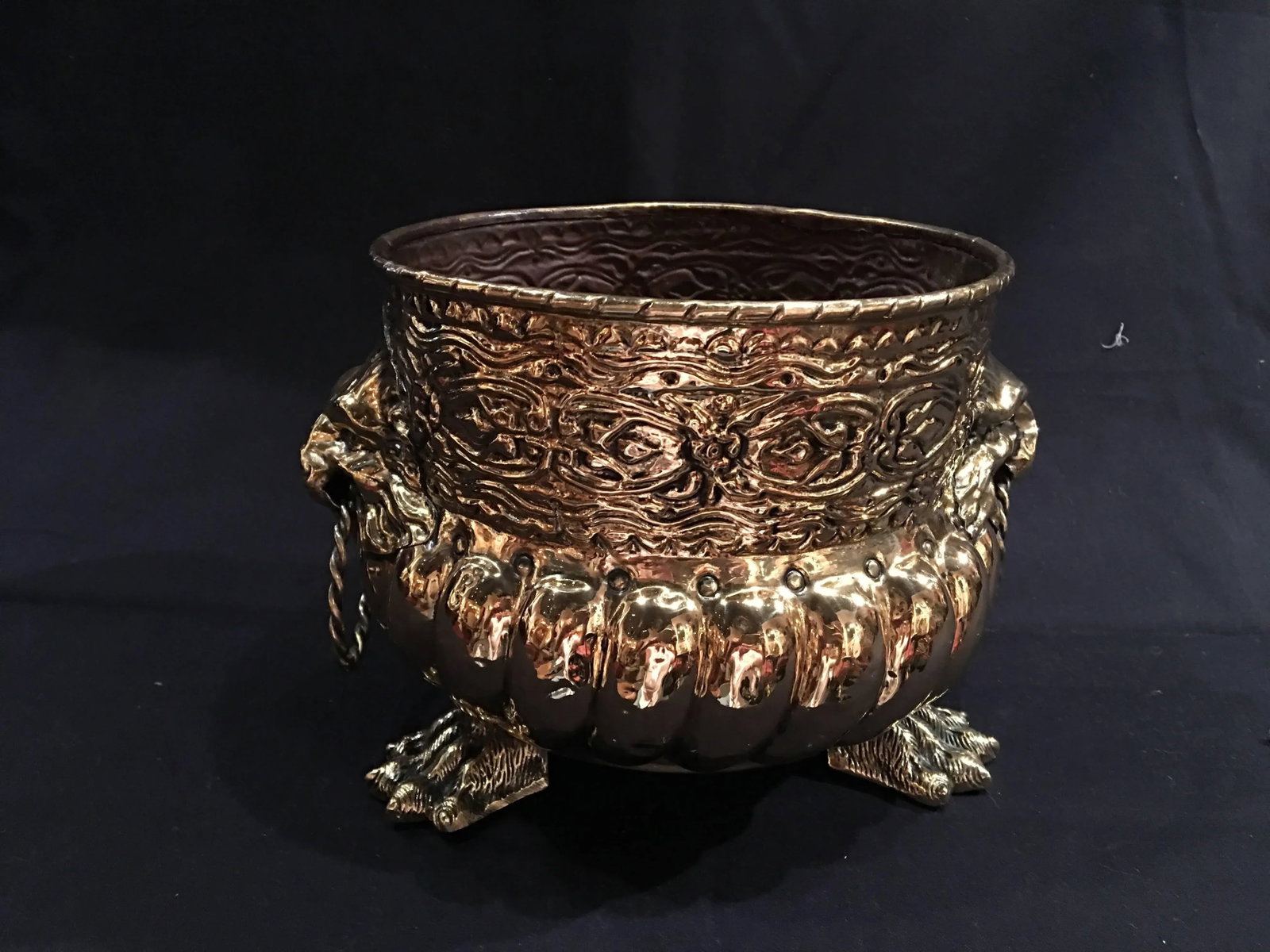 French Polished Brass Round Jardiniere or Planter, 19th Century - 2