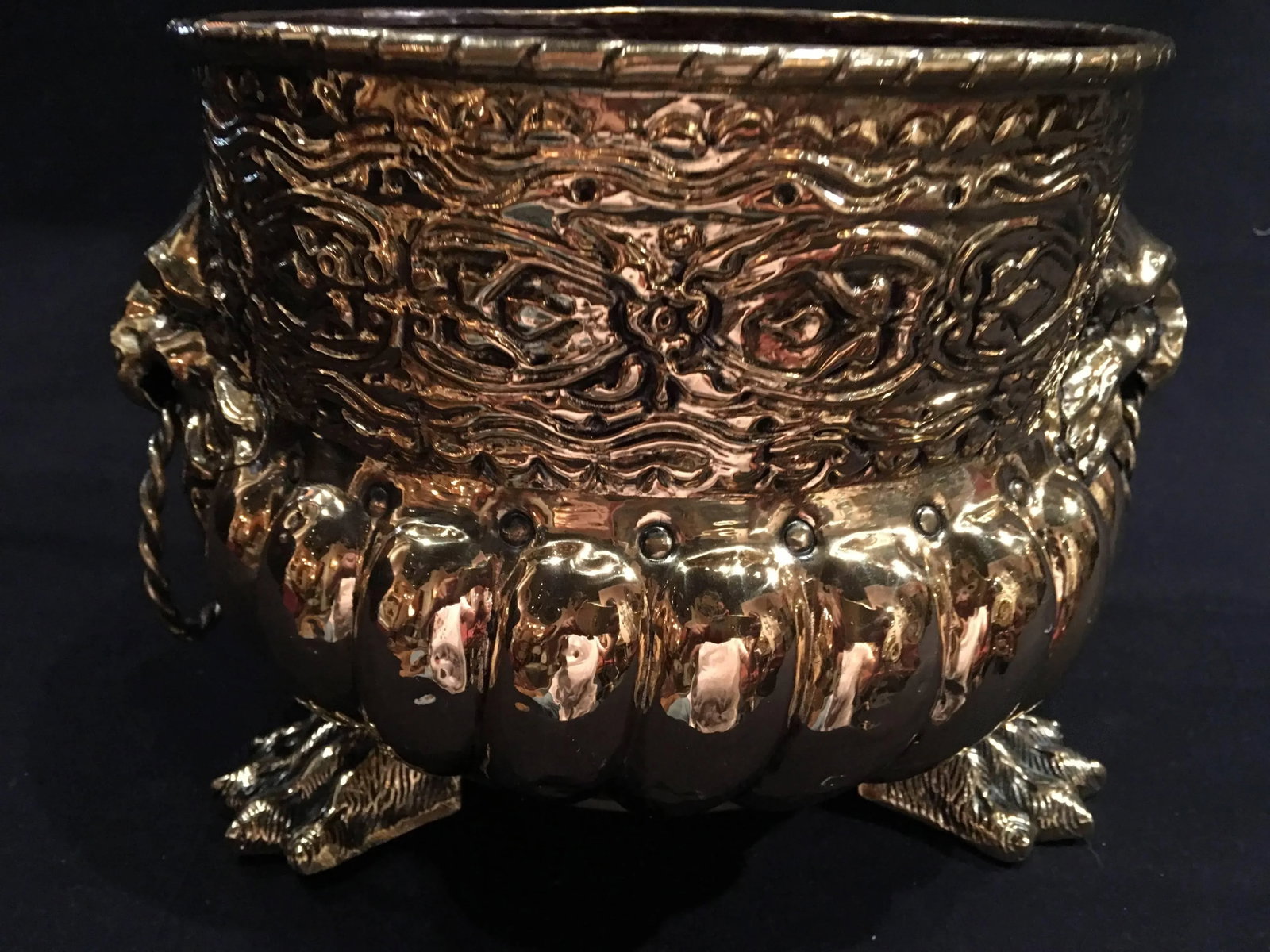 French Polished Brass Round Jardiniere or Planter, 19th Century - 3