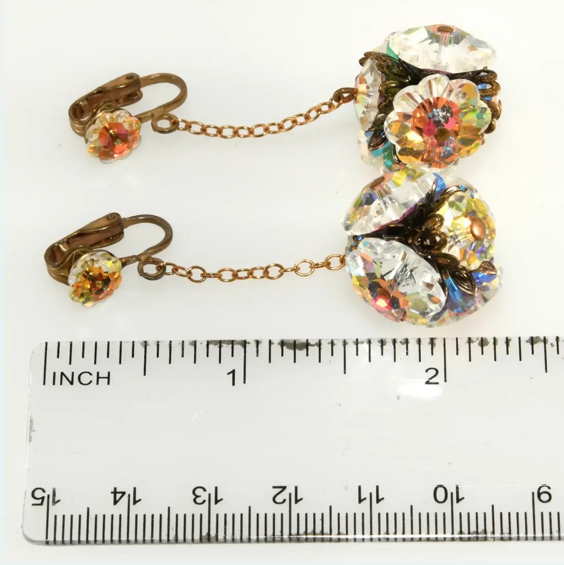 Vintage Drop Earrings Margarita Rhinestones - 2 Pieces - 3