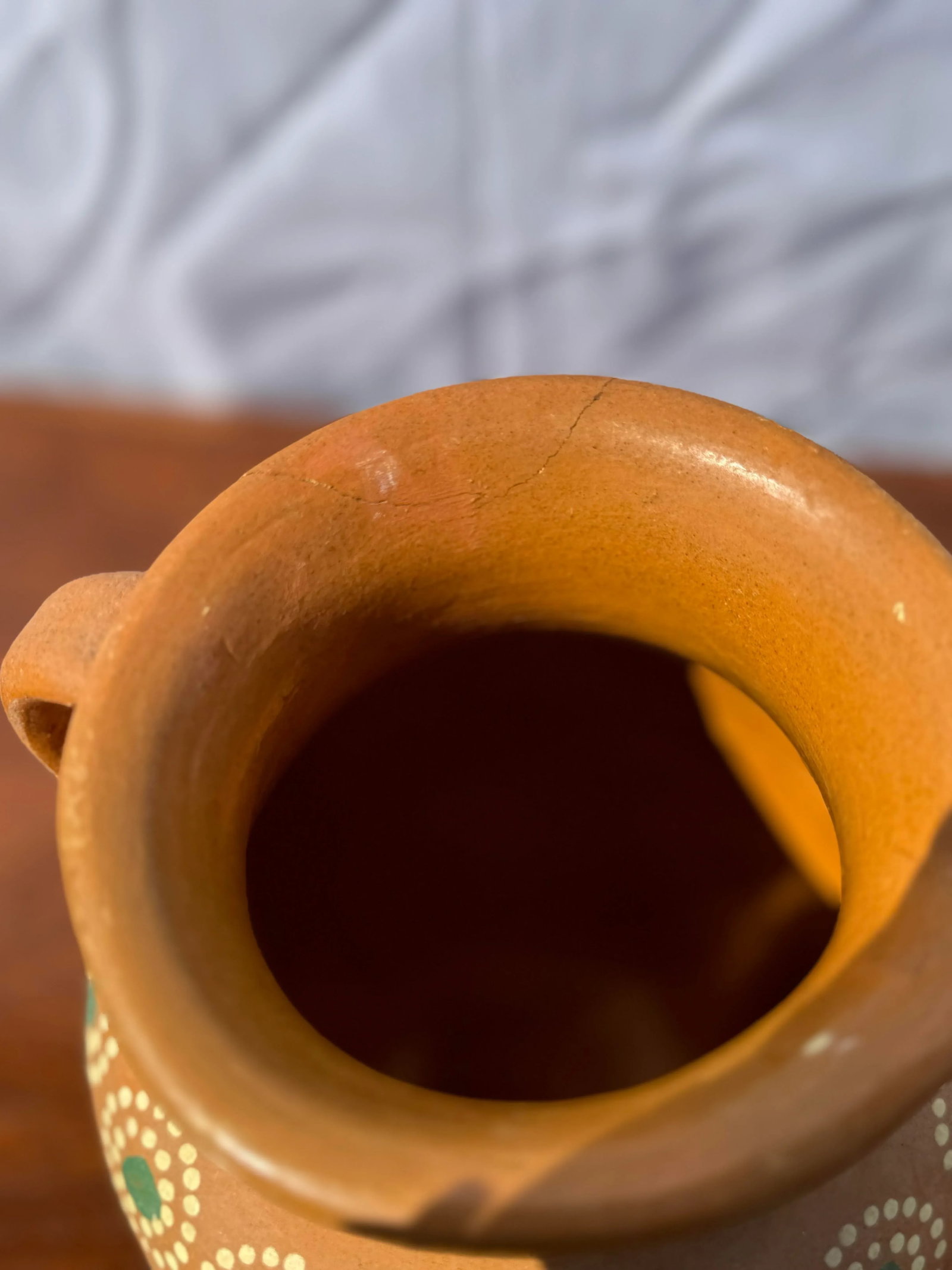 Vintage Painted Terracotta Pitcher From Mexico - 10