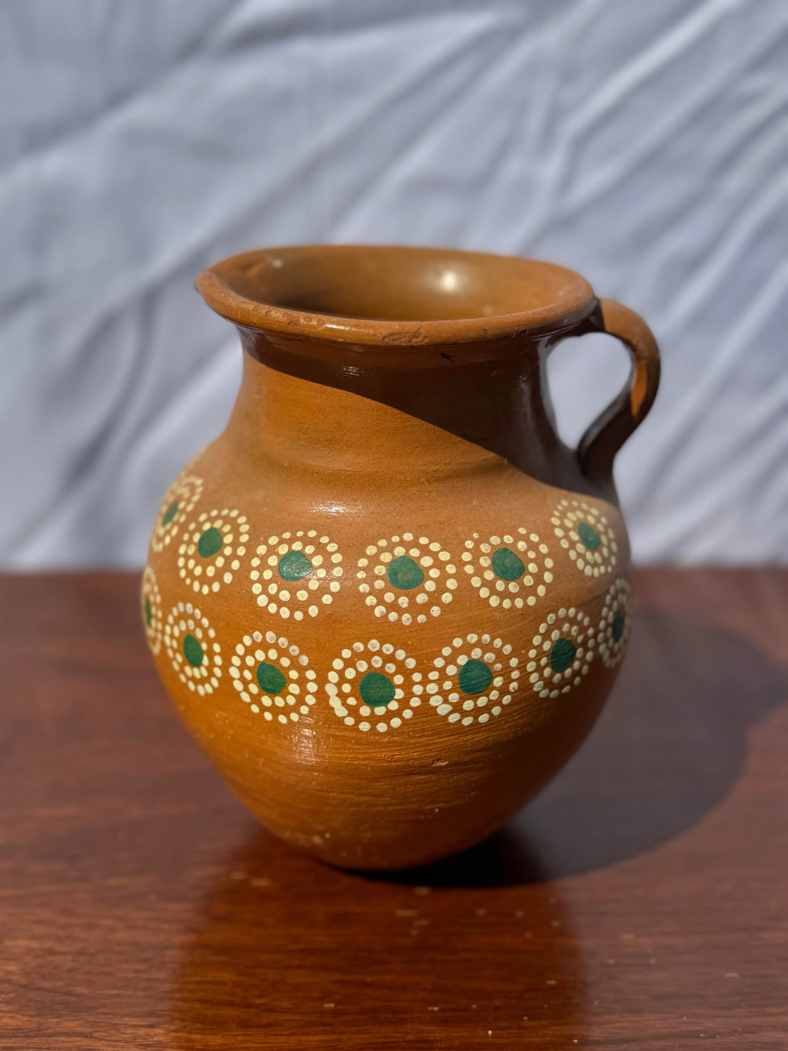 Vintage Painted Terracotta Pitcher From Mexico - 4