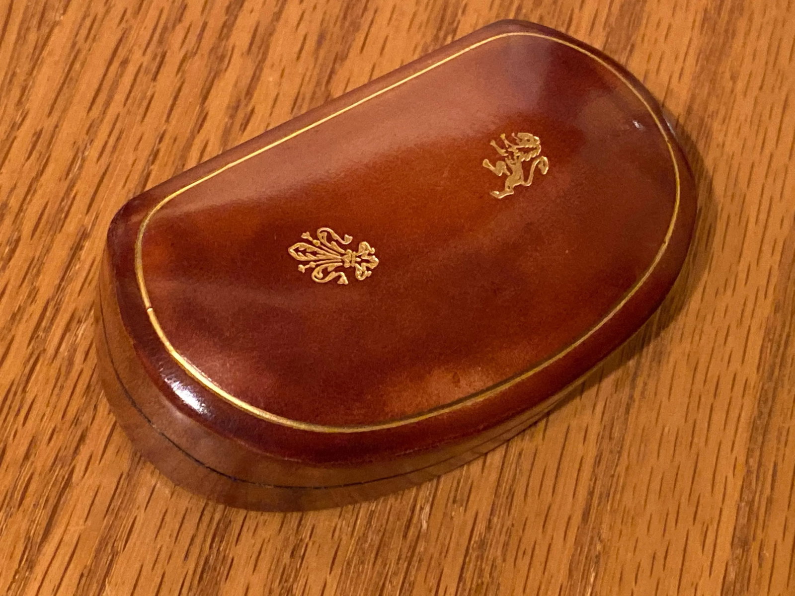 Vintage Handmade Leather Small Trinket Box Made in Firenze Italy - 11