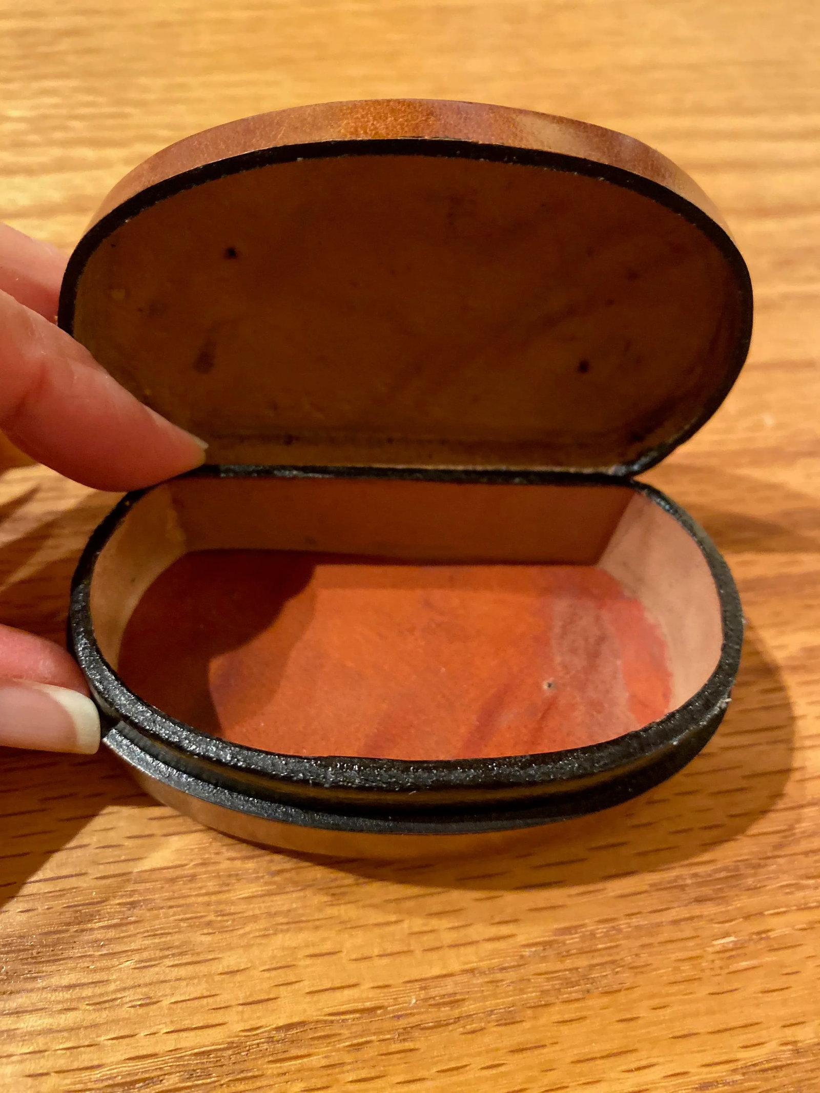 Vintage Handmade Leather Small Trinket Box Made in Firenze Italy - 4