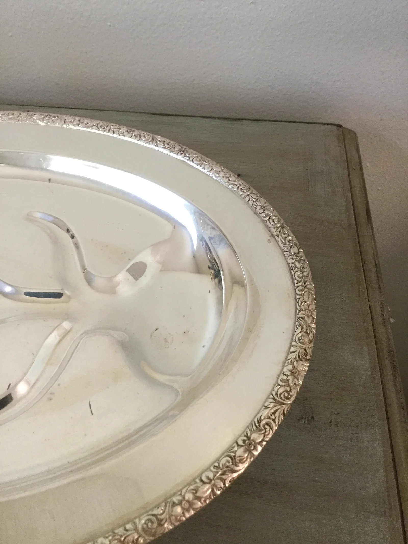 Vintage 1950s Trent Silver on Copper Meat Platter #4004 - 7